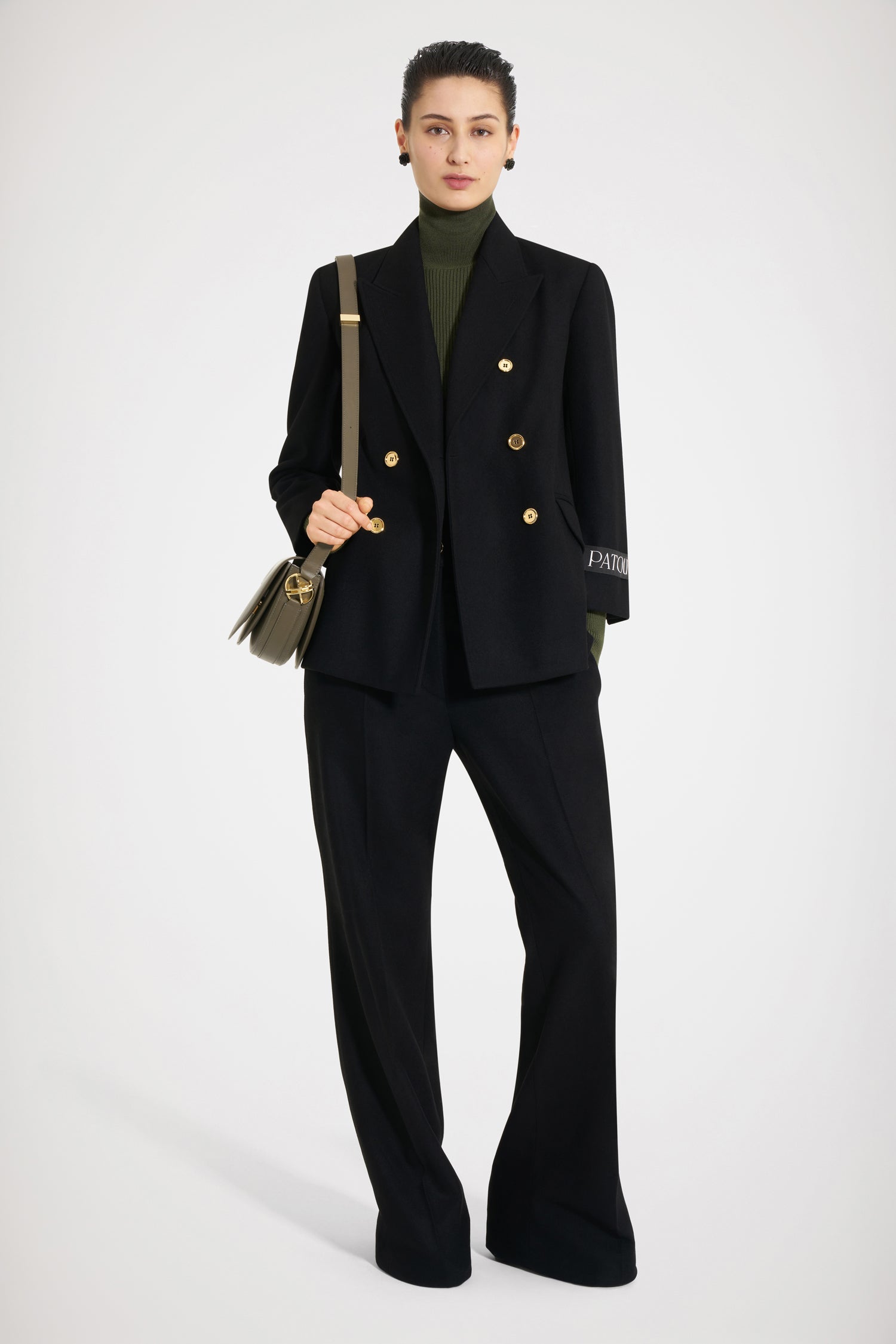 Patou TR021 pantalon laine noire 34-44 évasé