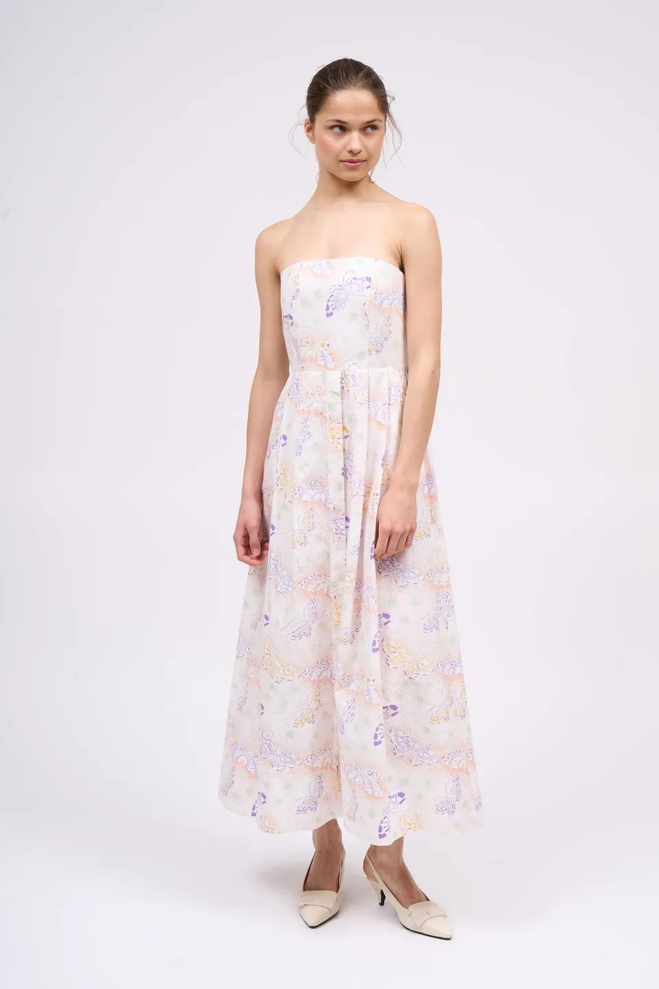 Paul & Joe Rita robe bustier midi coton imprimé papillon