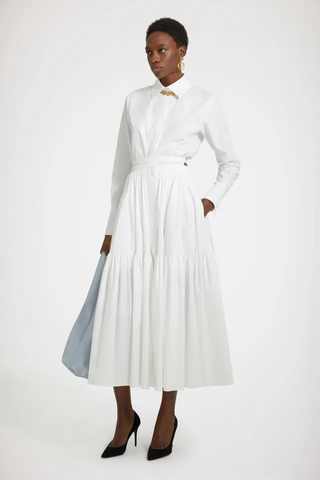Patou SK048 jupe midi coton bio blanc