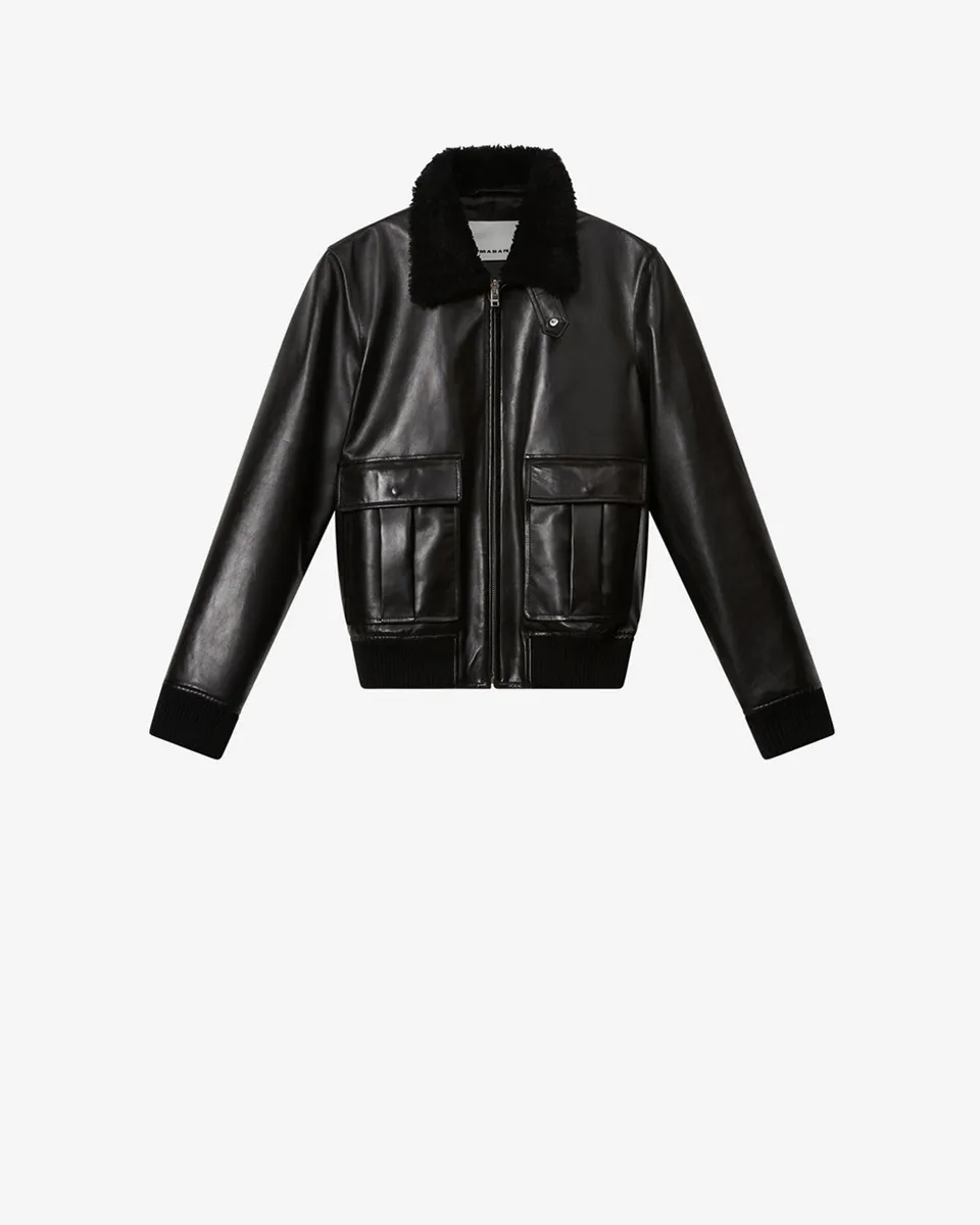 Isabel Marant Bowy veste cuir noir bomber agneau