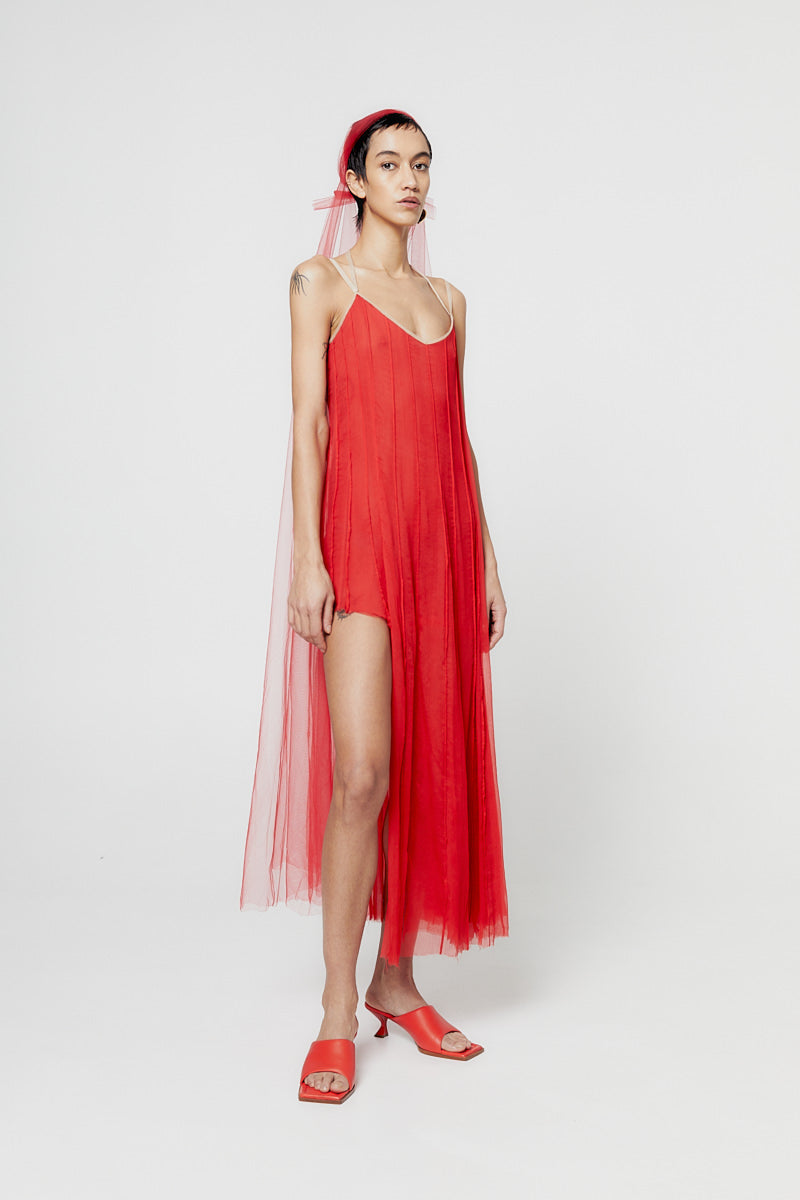 ATU Red Agate Dress robe rouge S/M soie