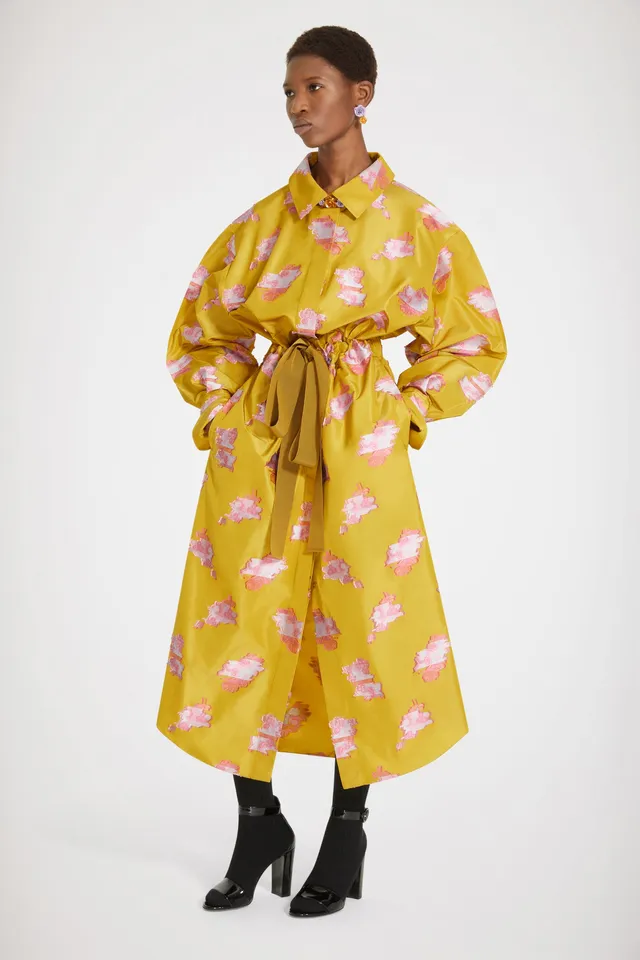 Patou H22DR0970126212A robe faille brodée Gold Absinthe maxi
