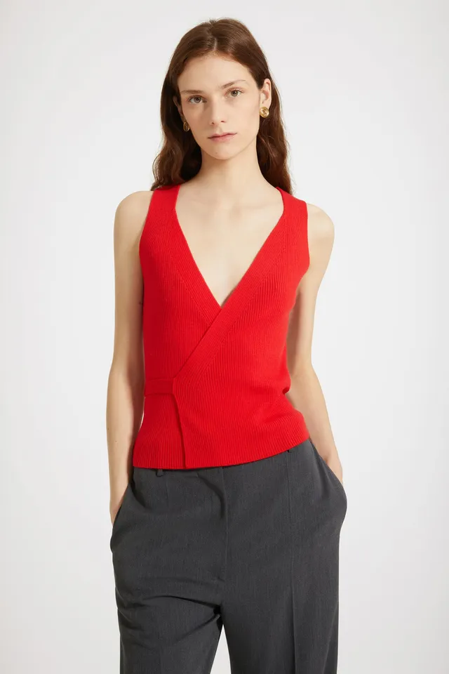 Patou KN153 débardeur maille laine rouge racing