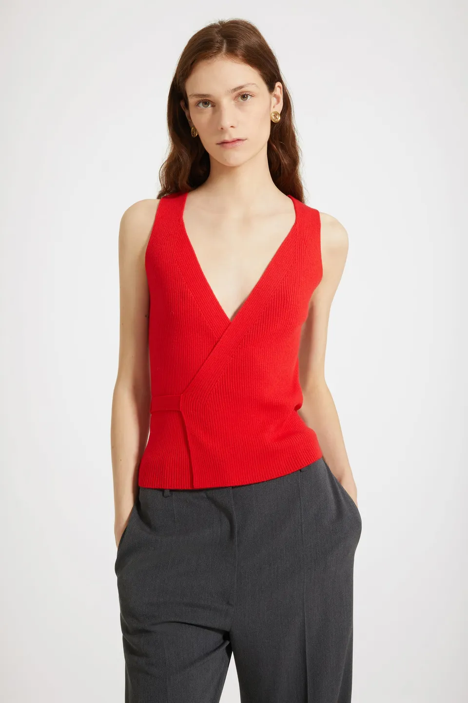 Patou KN153 débardeur maille laine rouge racing