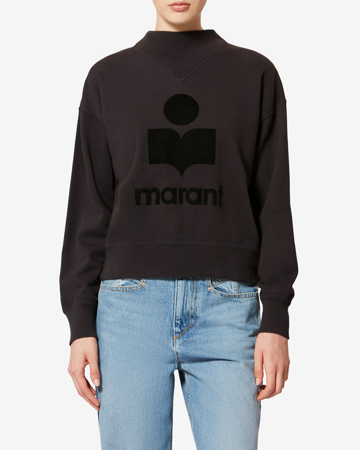 Isabel Marant Moby sweat noir délavé coton logo
