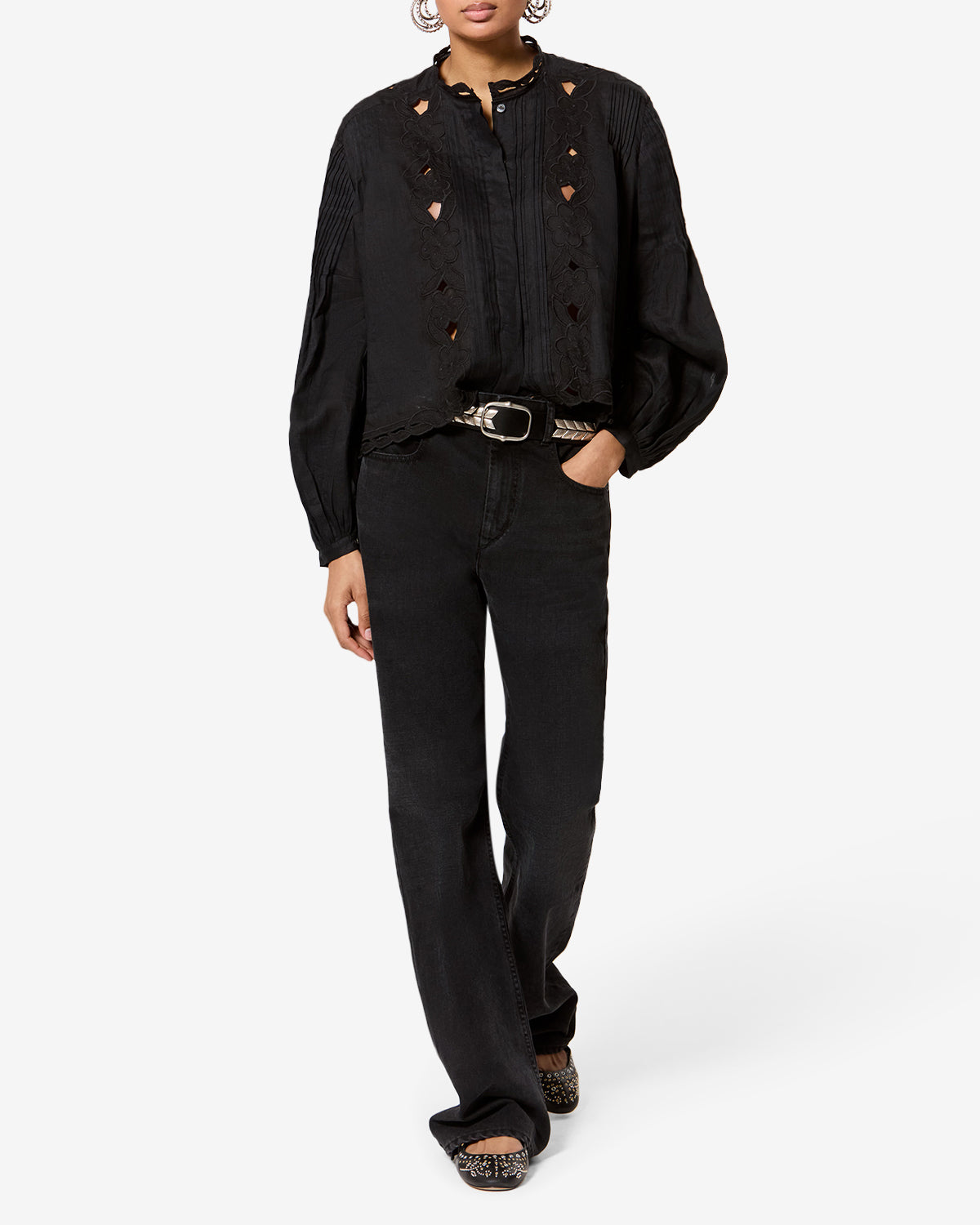 Isabel Marant Rubra blouse noire broderie large 34-44