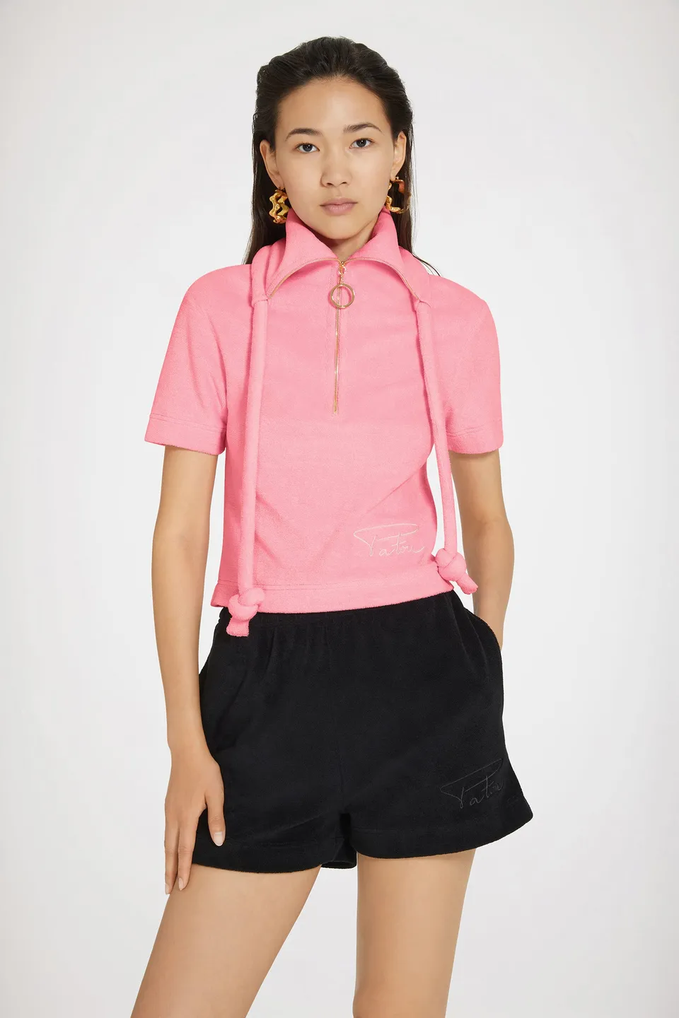 Patou JE101 polo coton bio rose zip