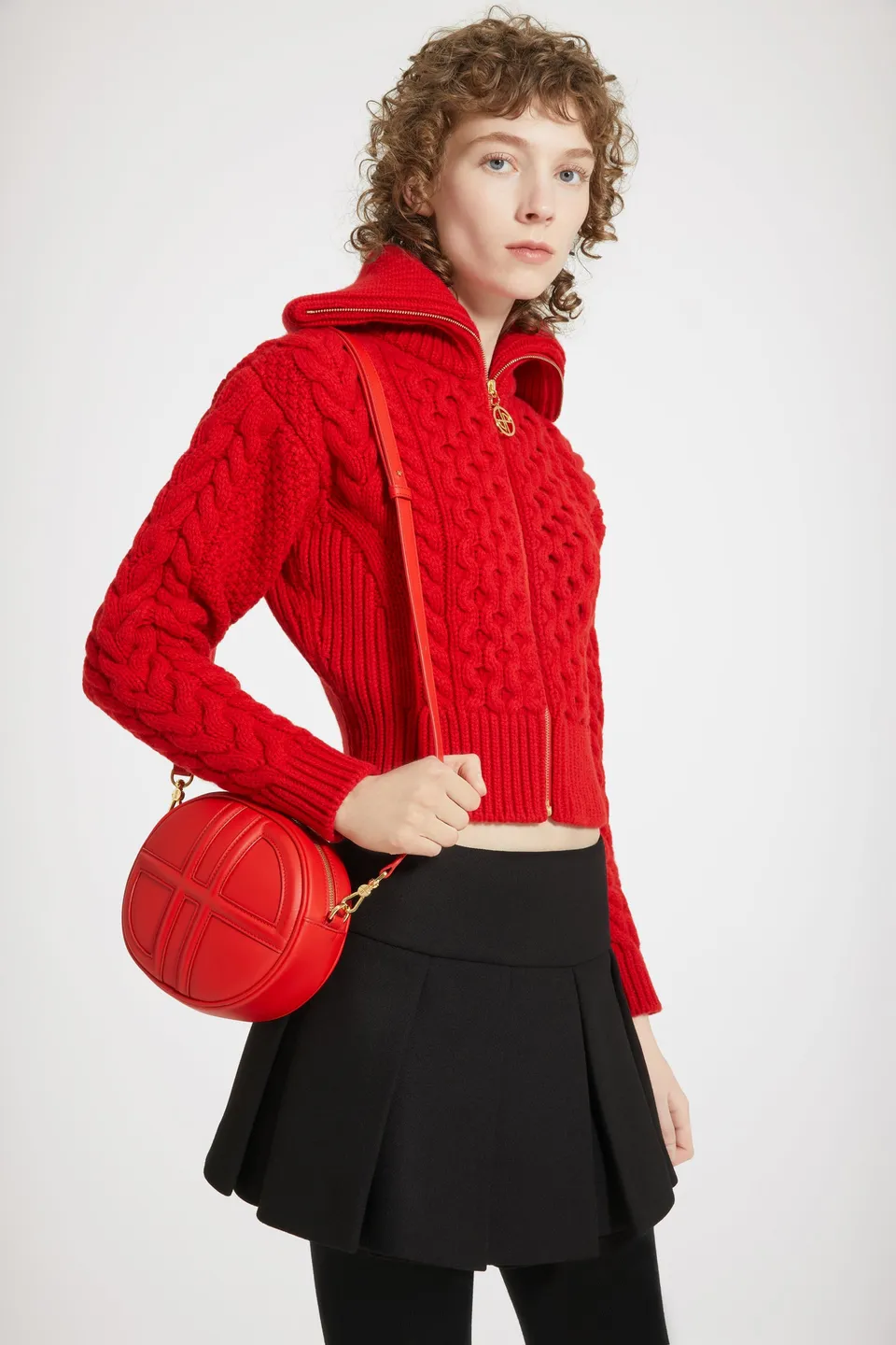 Patou H23KN139 cardigan zippé laine rouge racing