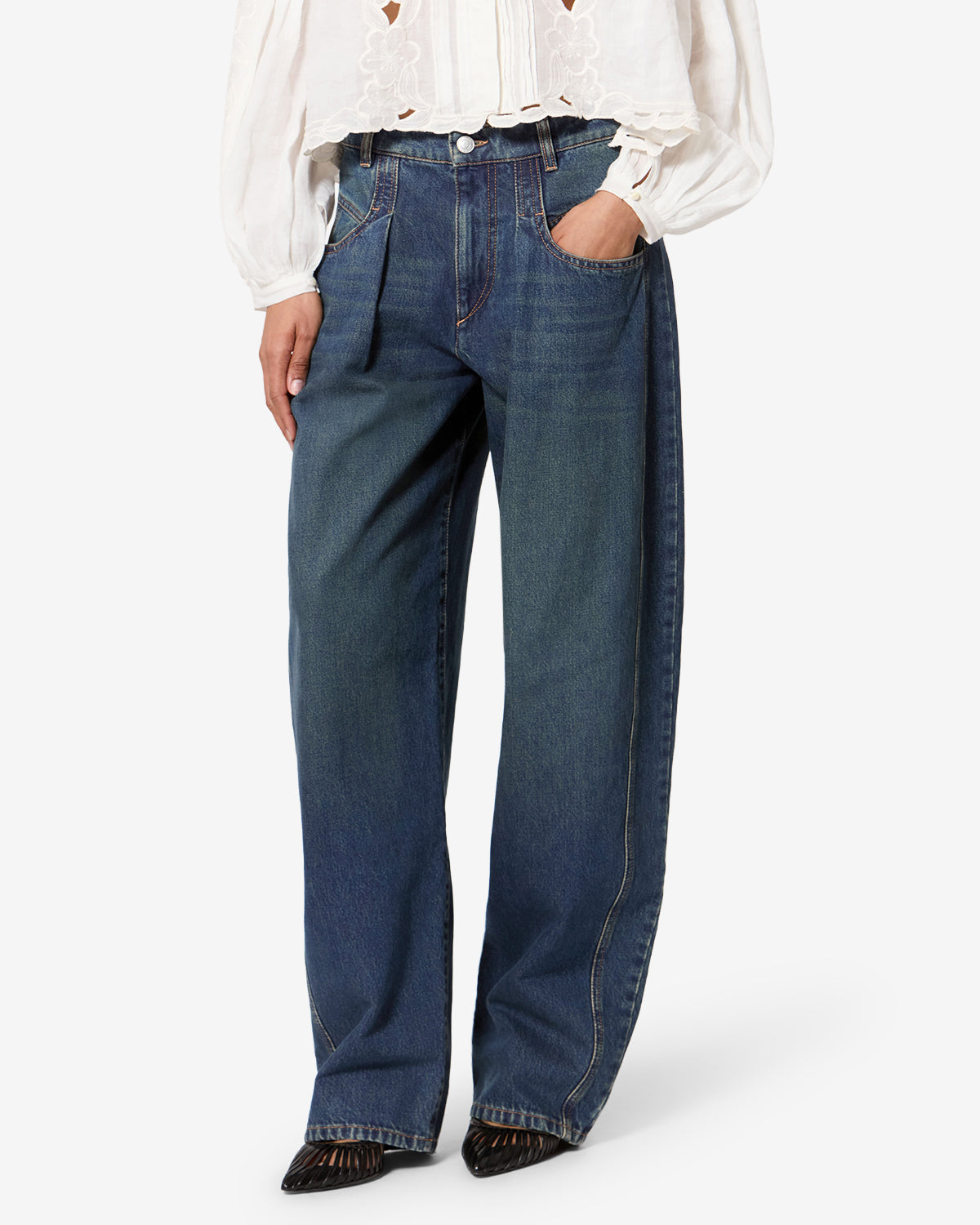 Isabel Marant Lisha jean barrel bleu taille haute
