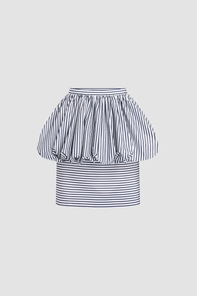 Patou SK109 jupe midi peplum rayée faille recyclée