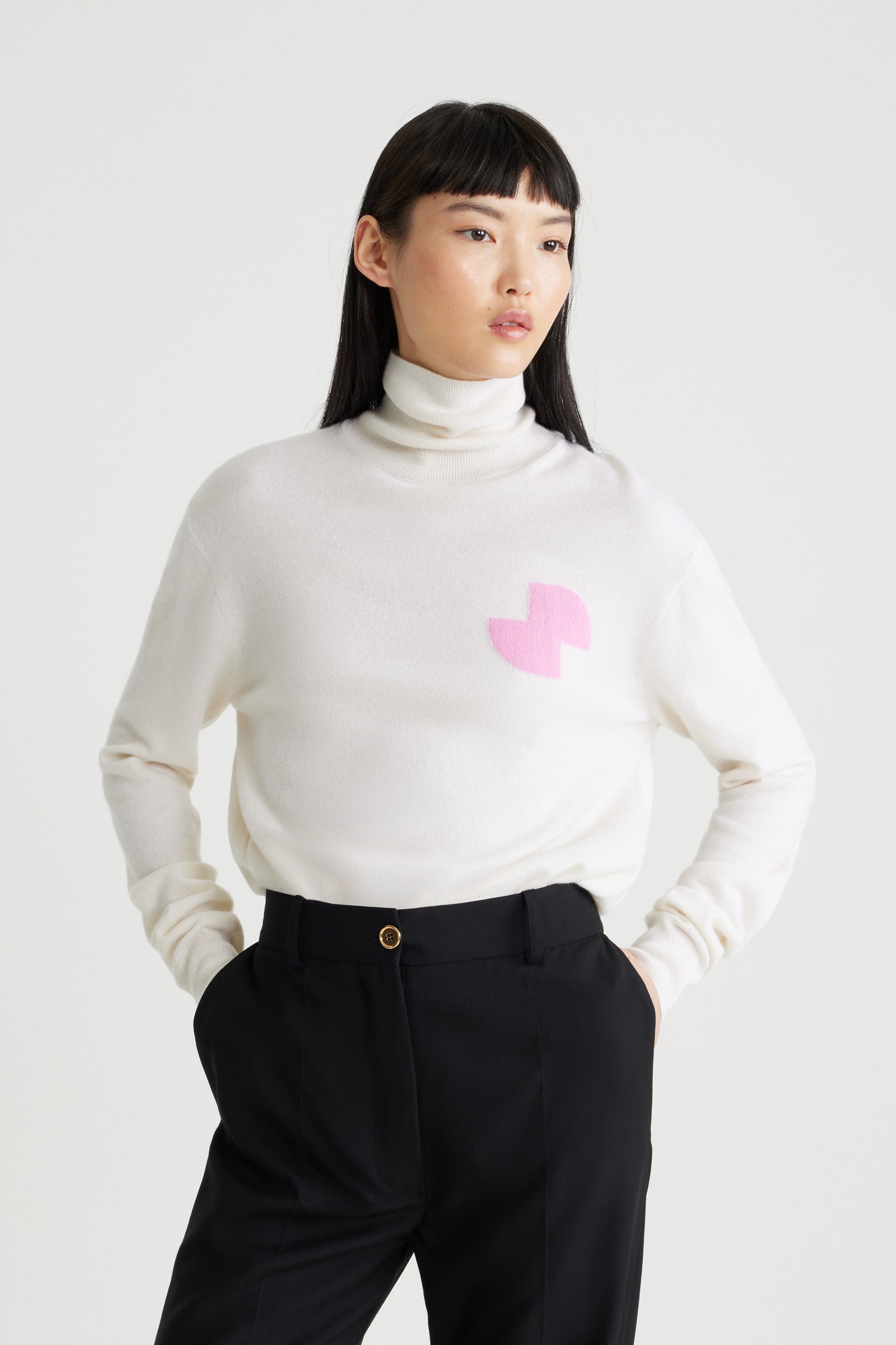Patou Knitwear pull col roulé JP KN183 blanc cachemire
