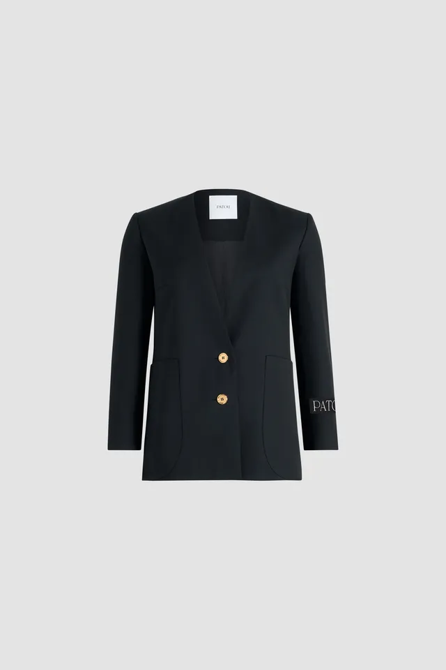 Patou JA051 veste sans col laine technique noire