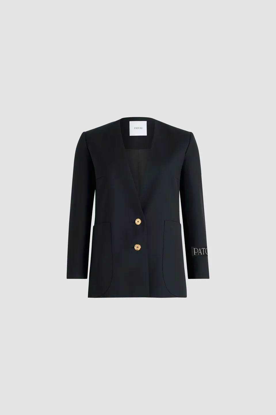 Patou JA051 veste sans col laine technique noire