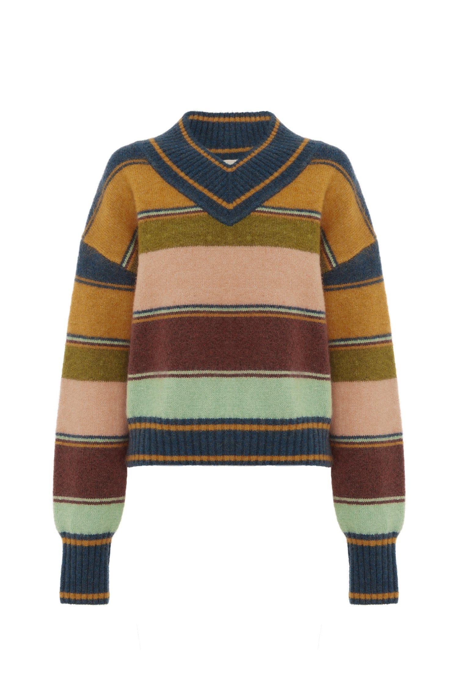 Alemäis Dusk V Neck Knit pull col V mohair rayé