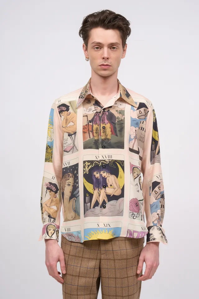 Paul & Joe Gabriel chemise satin soie tarot rose pâle