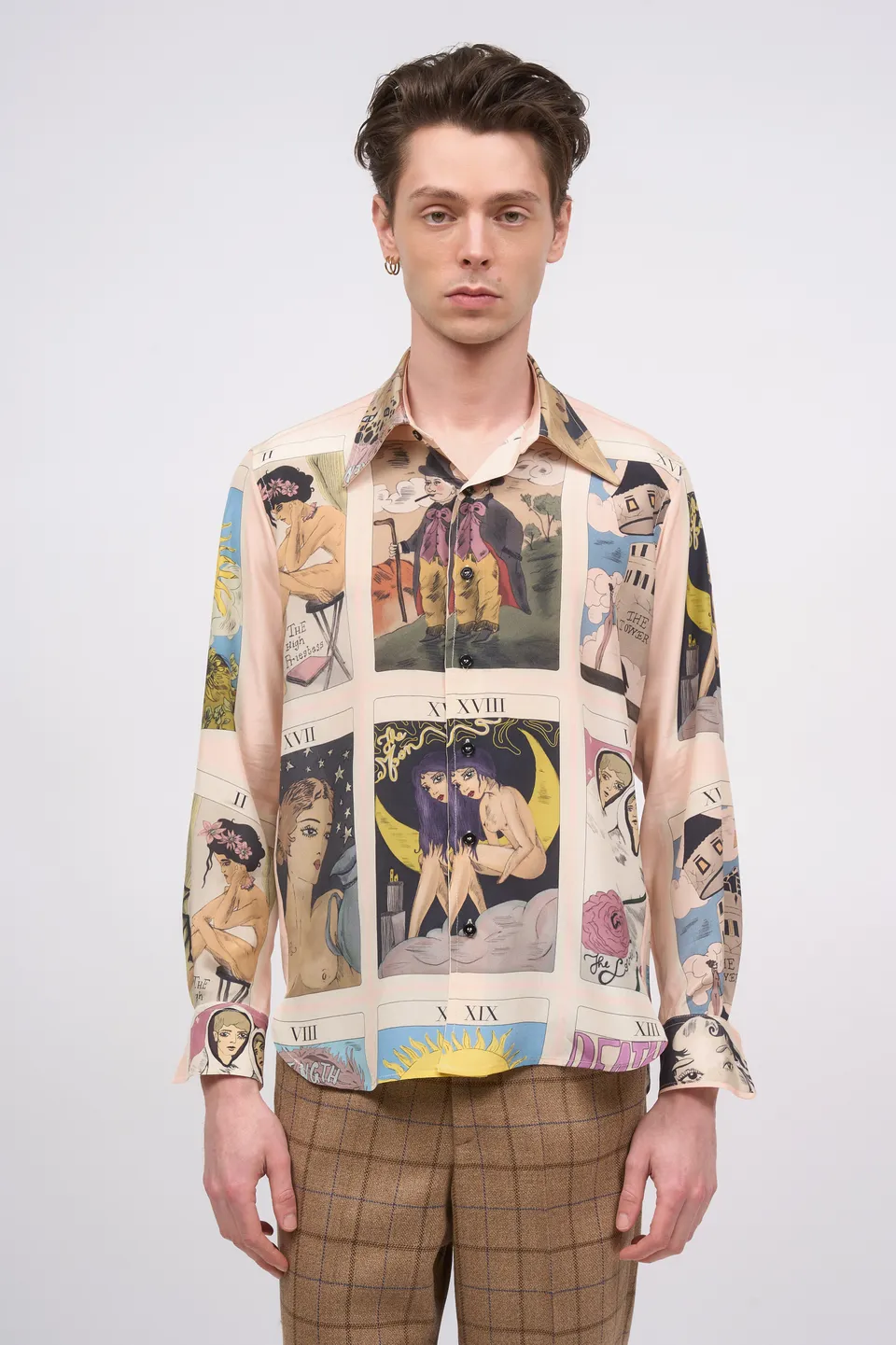 Paul & Joe Gabriel chemise satin soie tarot rose pâle