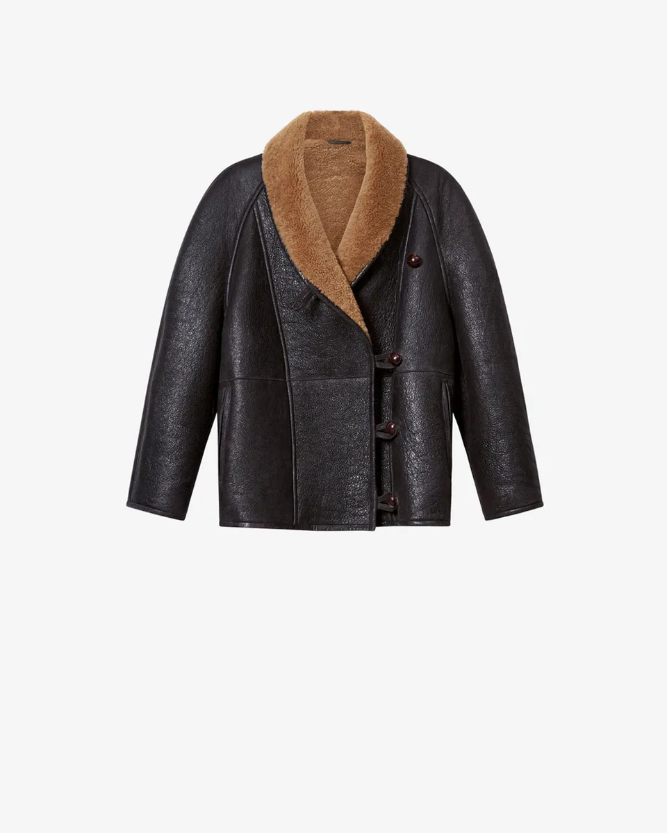 Isabel Marant Manteaux Camber manteau marron peau lainée