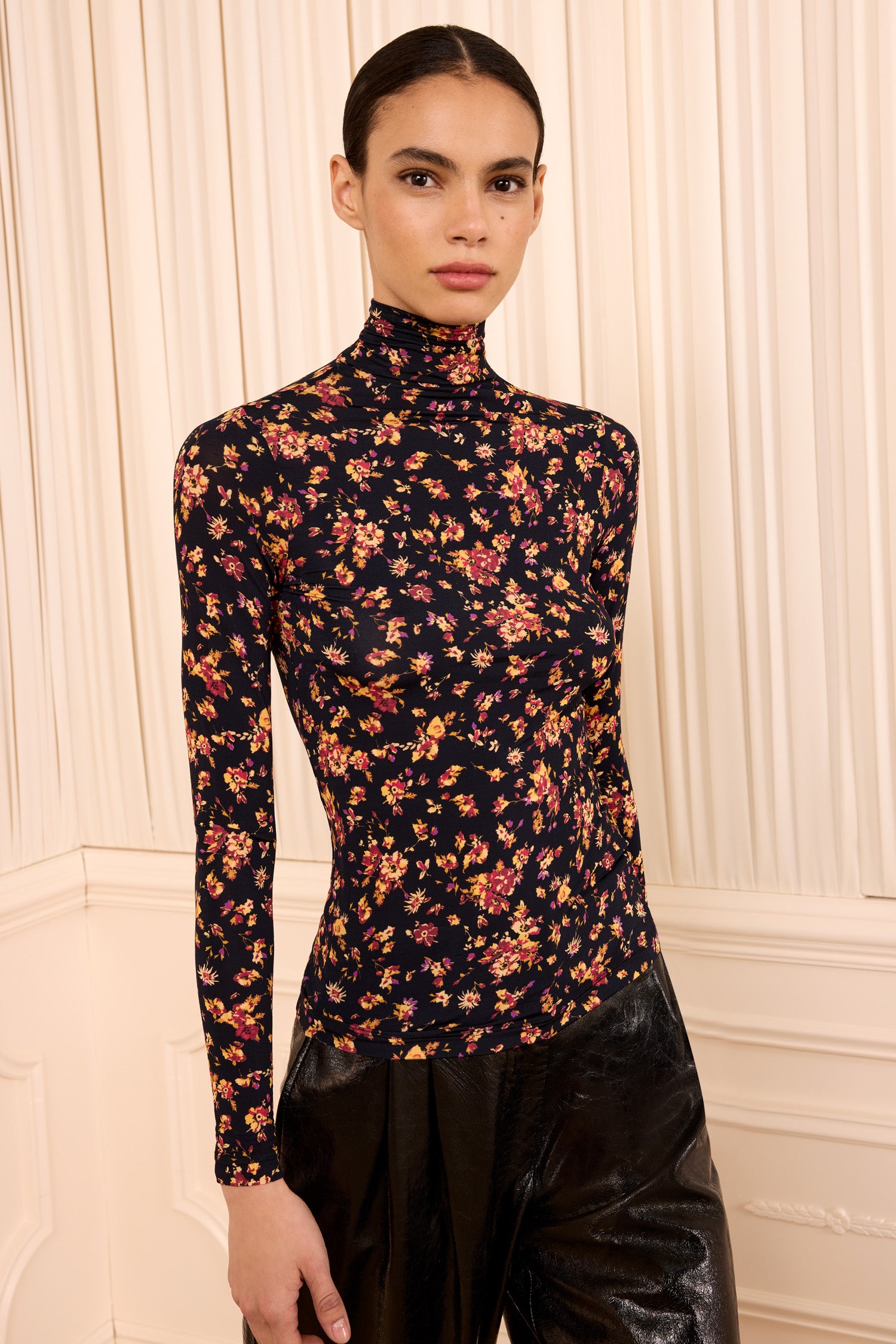 Ulla Johnson Aurelia FA260800 haut jersey noir floral