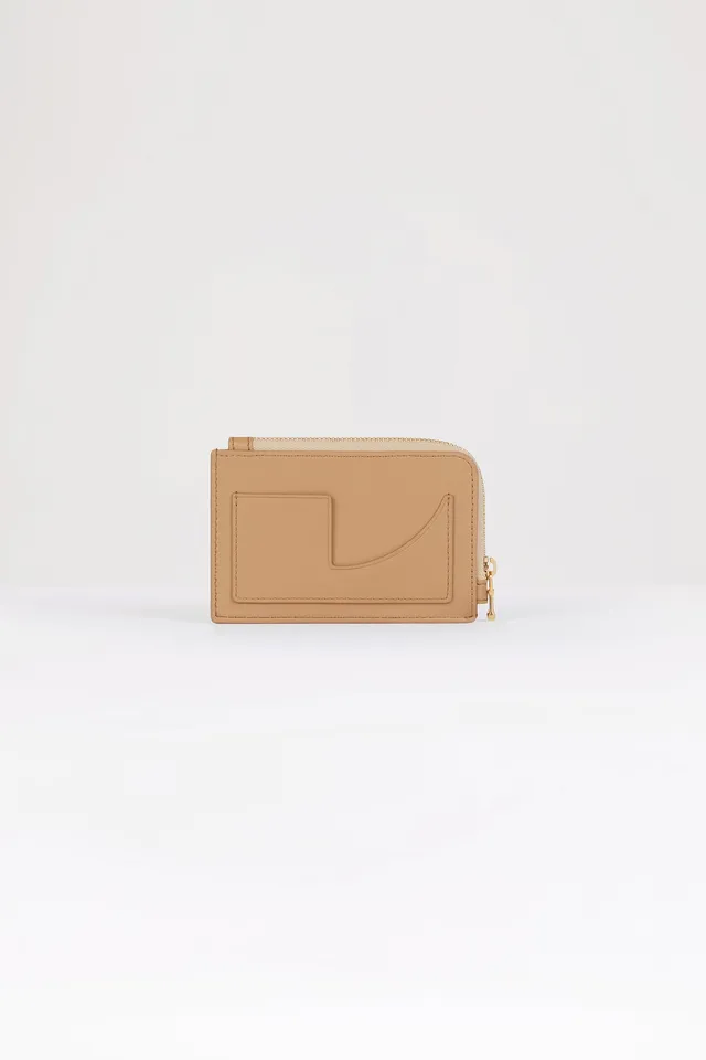 Patou SL005 porte-cartes cuir beige zippé TU