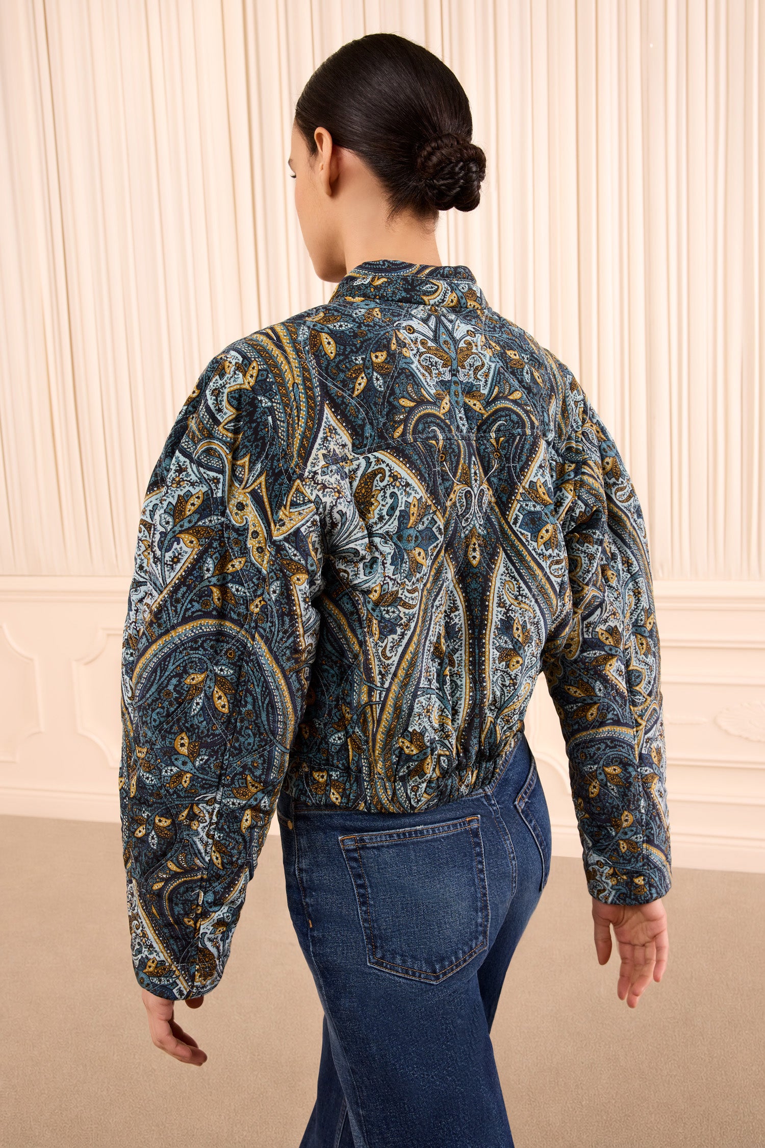 Ulla Johnson Yara FA260508 veste Prussian soie bomber
