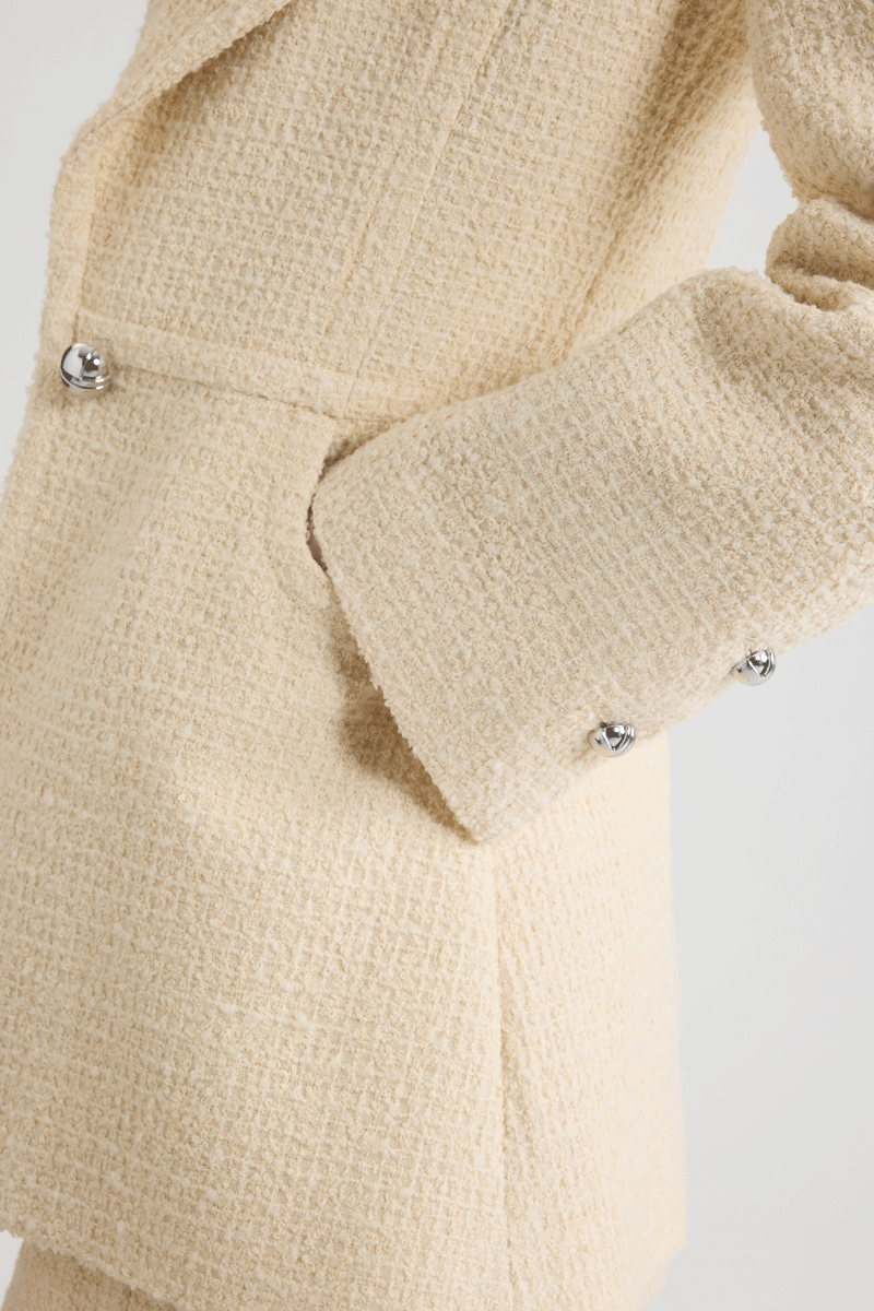 Patou JA056 H25JA0560223097L veste tweed blanche laine