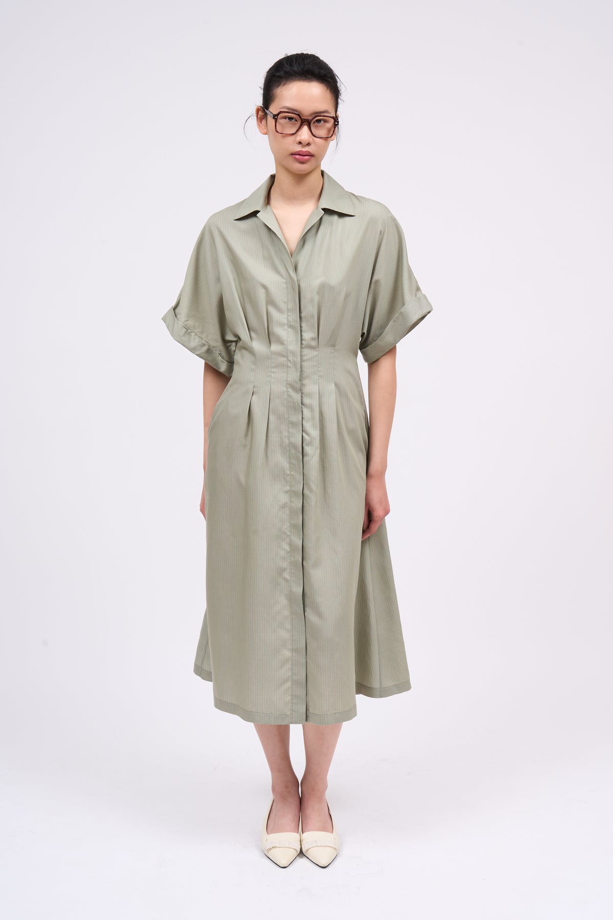 Paul & Joe PORTOFINO robe-chemise rayée lyocell et soie