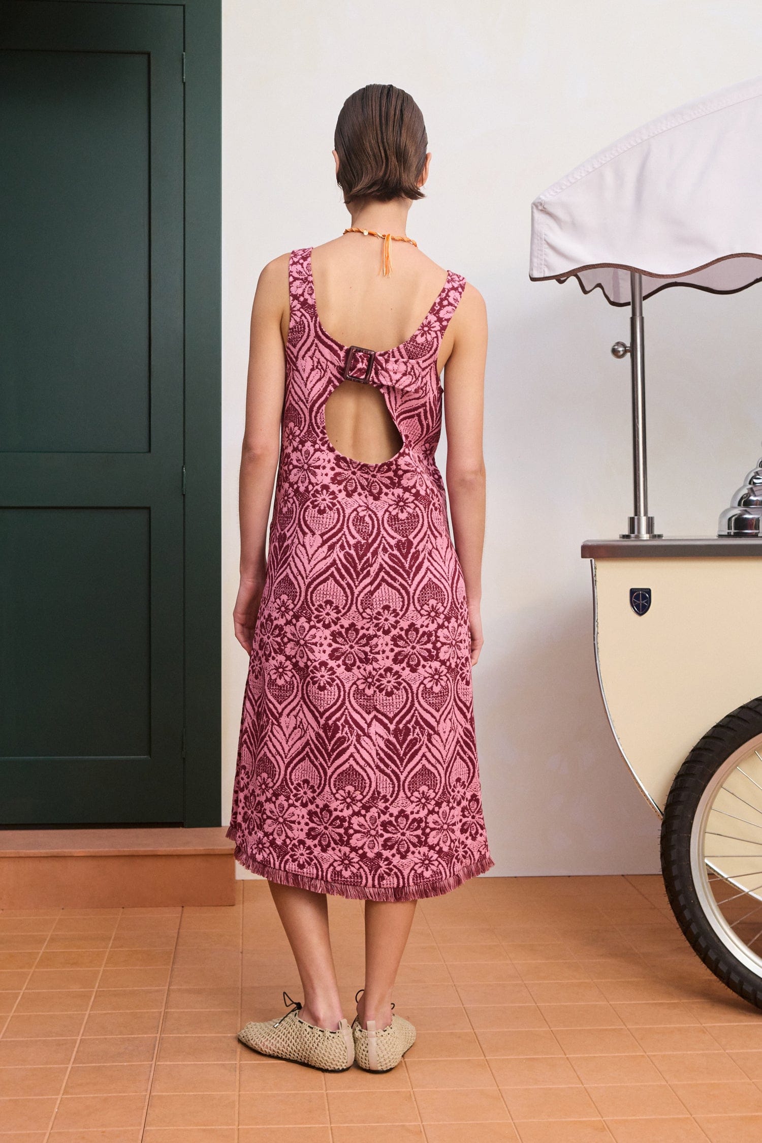 Alemais Blondie Midi robe coton bio dos découpé