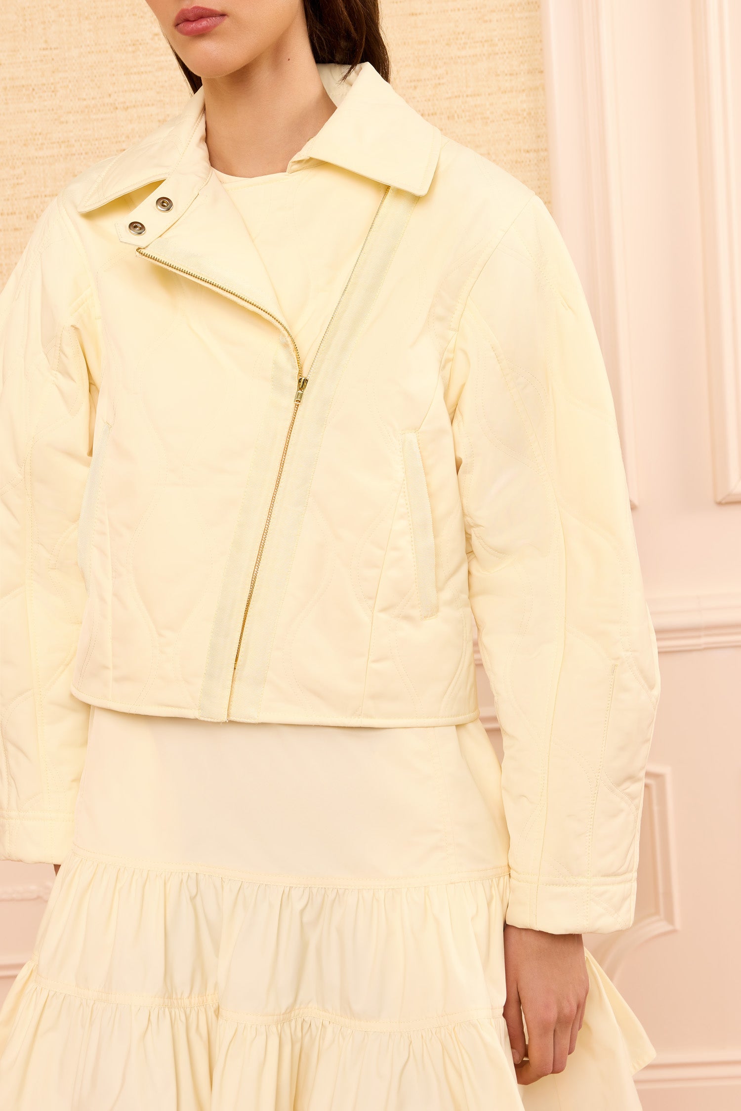 Ulla Johnson Leonie veste matelassée Butter jaune cropped