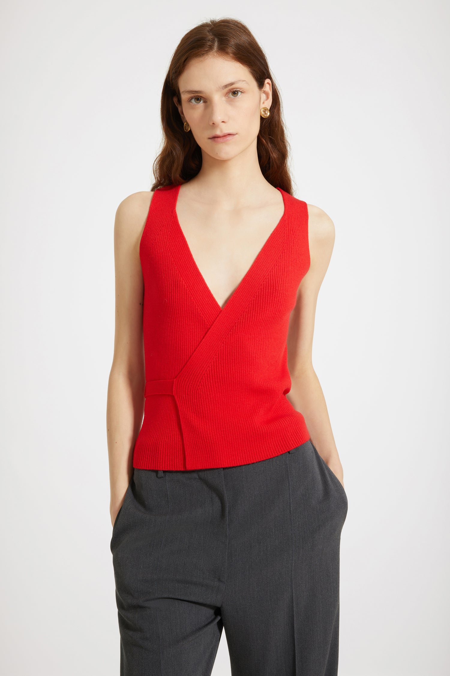 Patou KN153 débardeur maille laine rouge racing