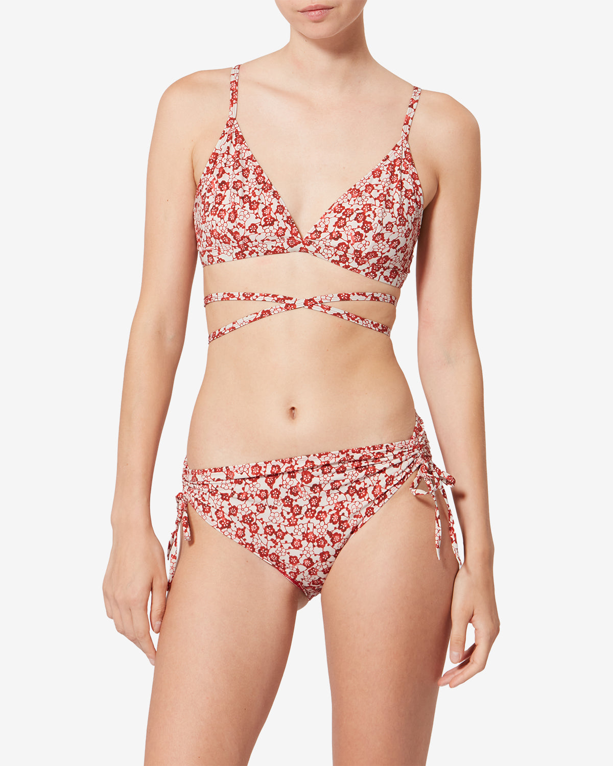 Isabel Marant Solange SG0003FC haut maillot rouge floral