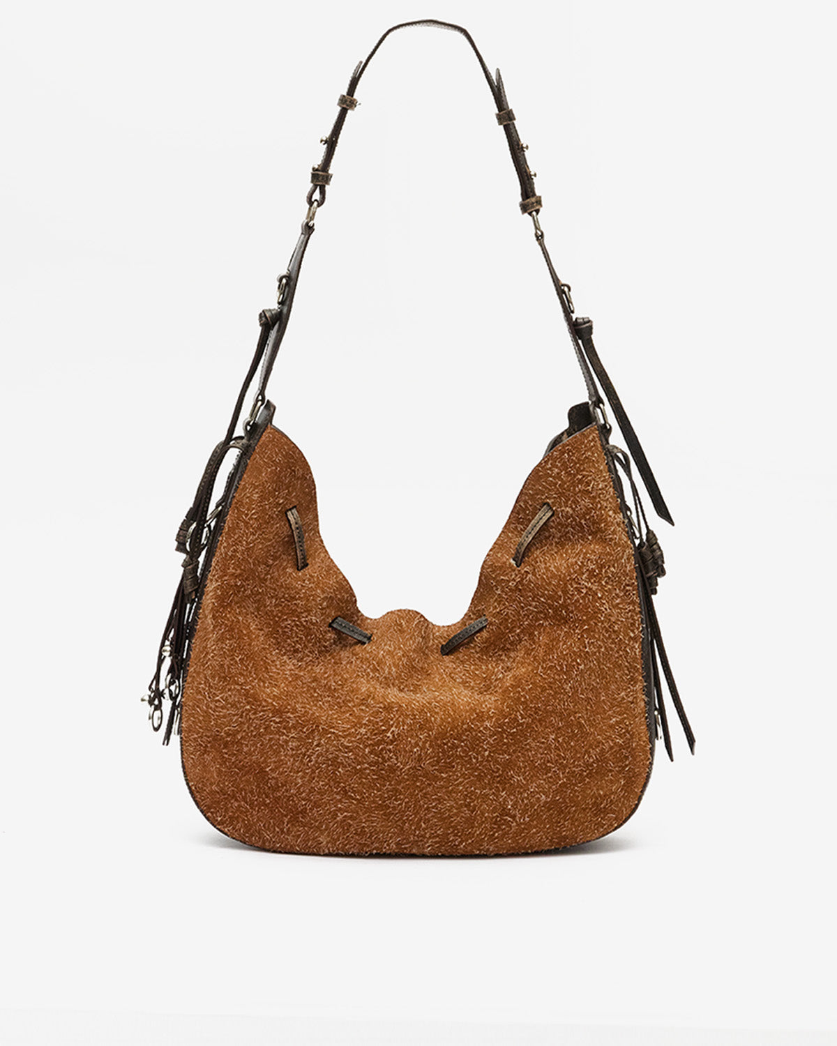 Isabel Marant Bolton PP0407FA sac hobo cuir velours châtaigne