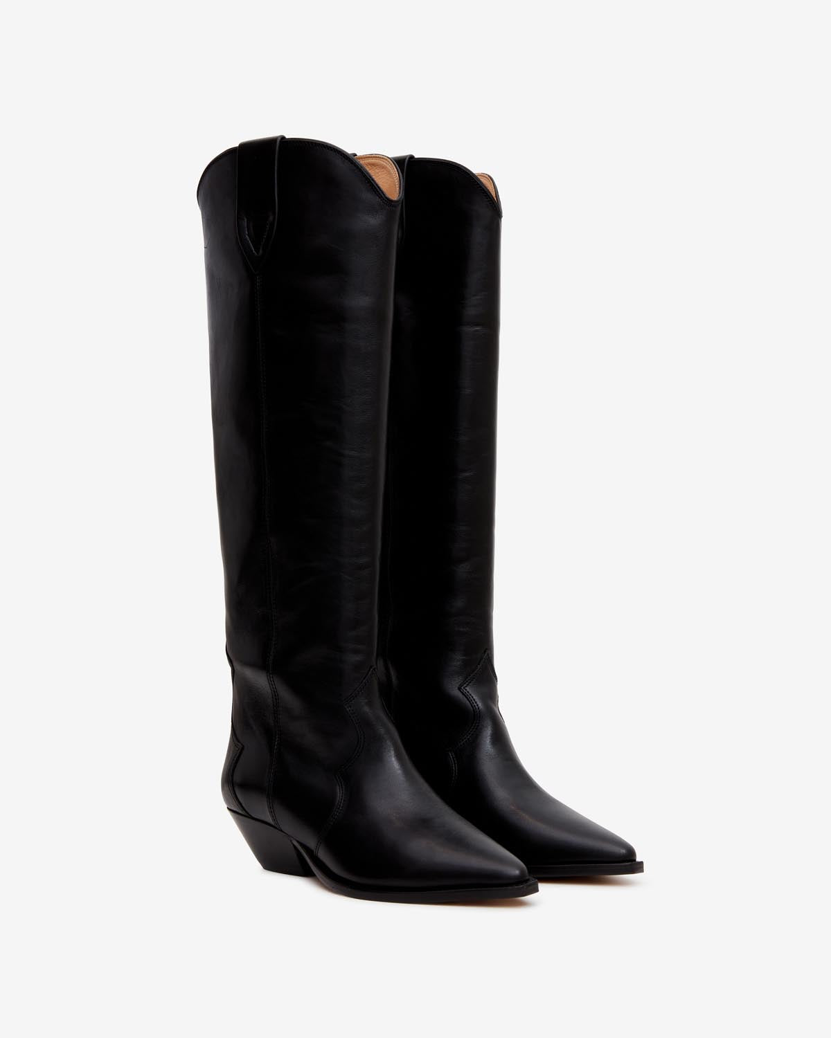 Isabel Marant Denvee bottes santiag cuir noir talon 4 cm