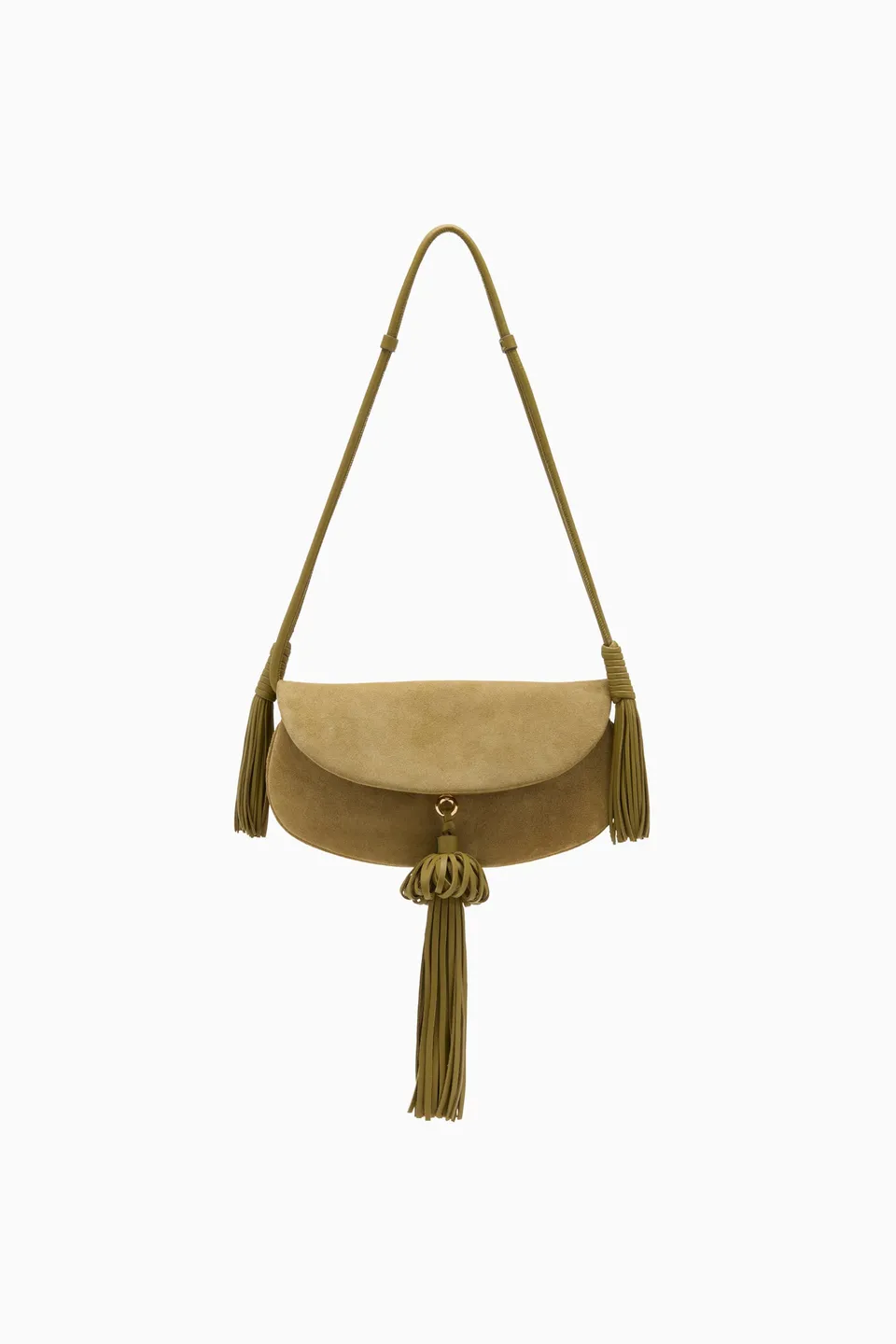 Ulla Johnson Paloma sac olive cuir suède pompons