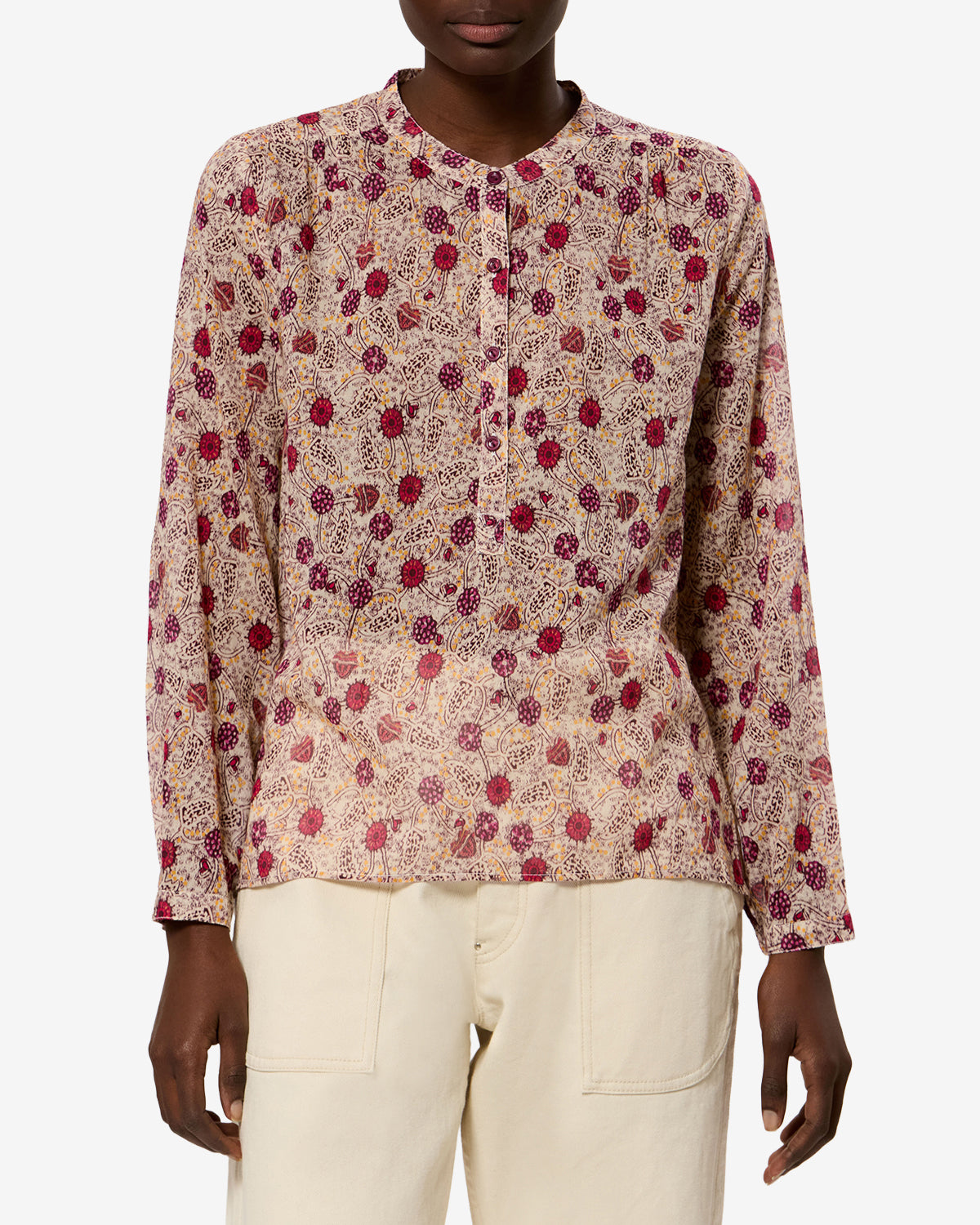Isabel Marant Maria HT0029FA blouse écru-framboise imprimé