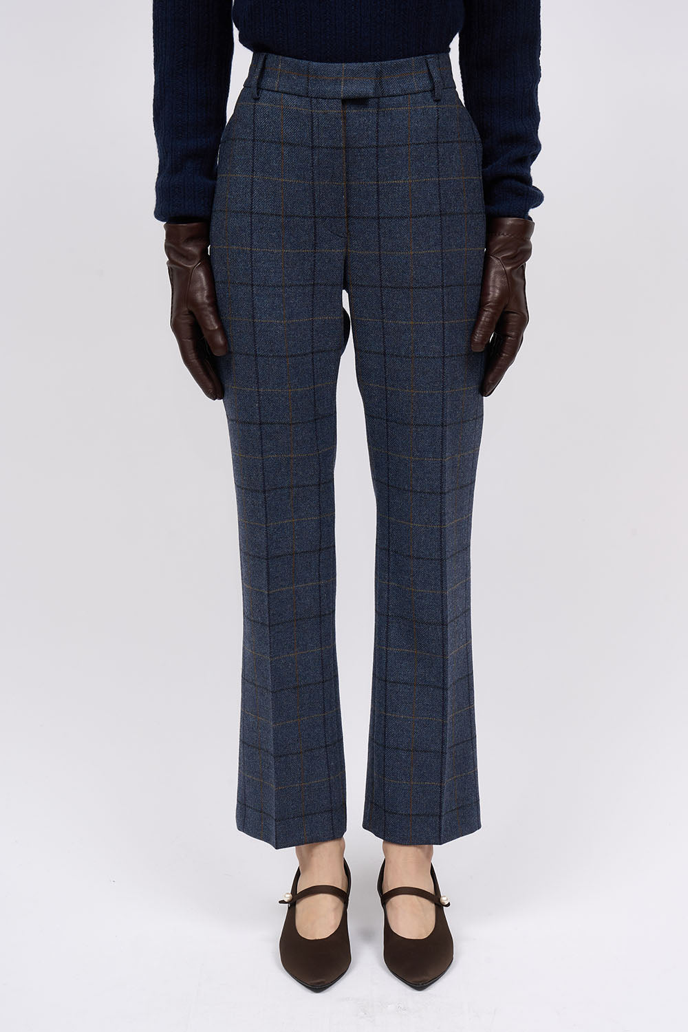 Paul & Joe British pantalon laine carreaux bleu