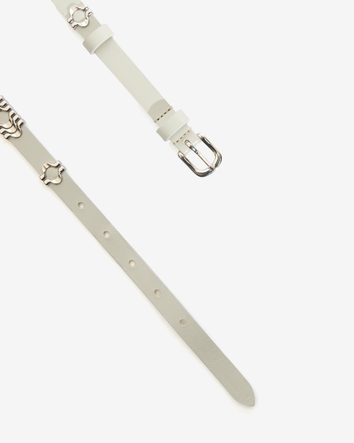 Isabel Marant Odena ceinture cuir écru-argenté 1,5 cm