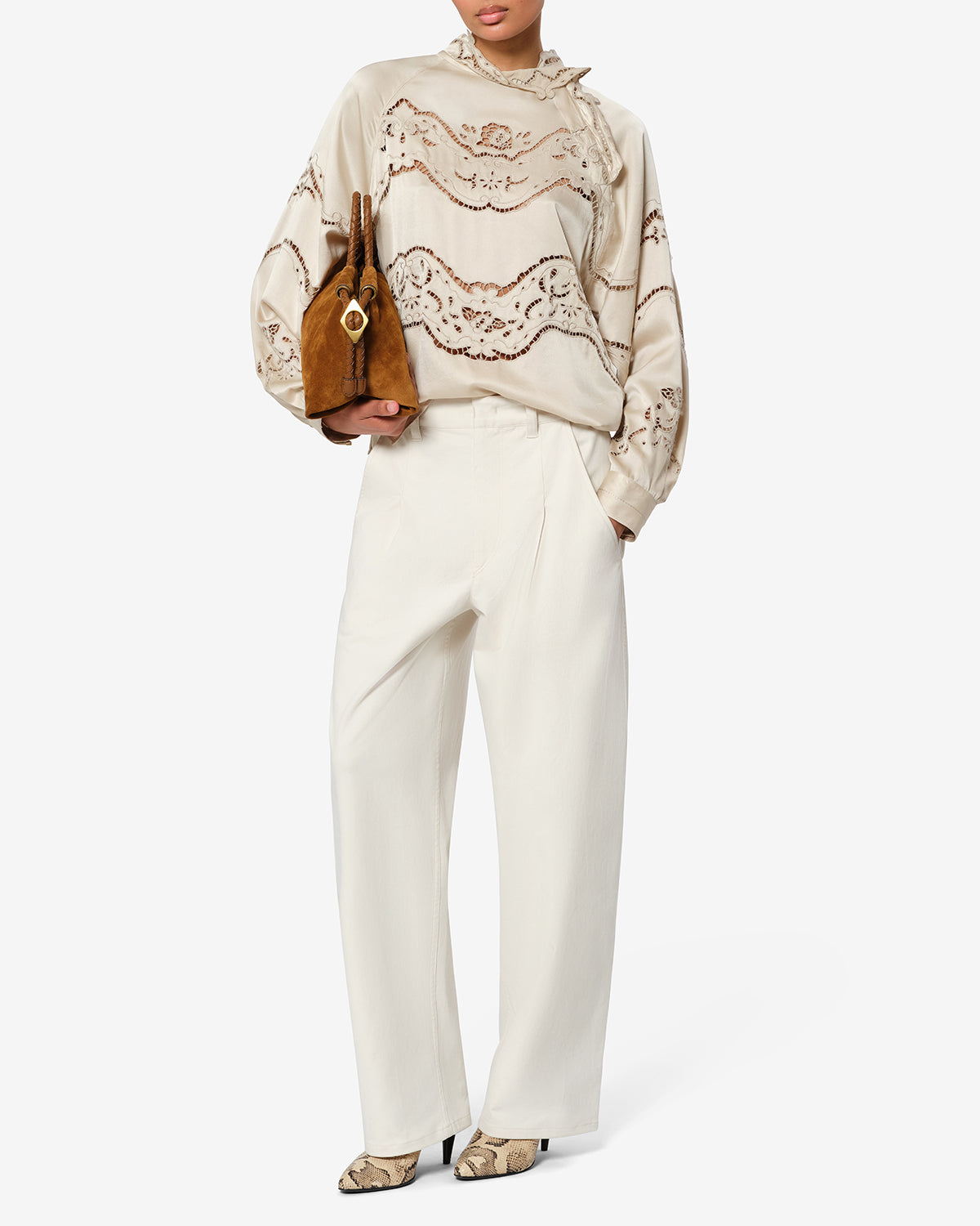 Isabel Marant Lenadia pantalon large écru coton