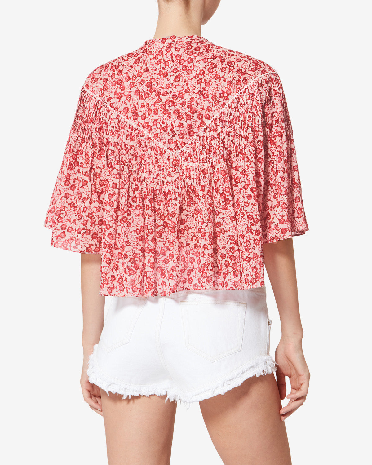 Isabel Marant Veelia top voile coton rouge coupe evasee