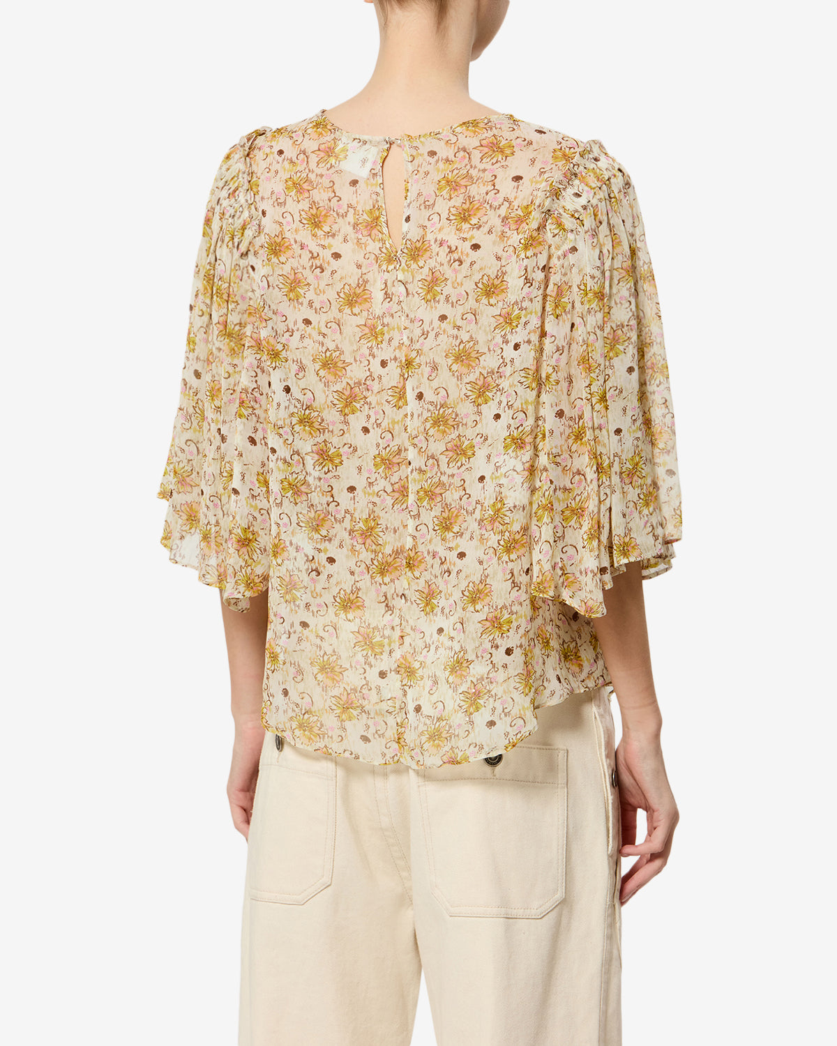 Isabel Marant Floma top mousseline jaune-écru