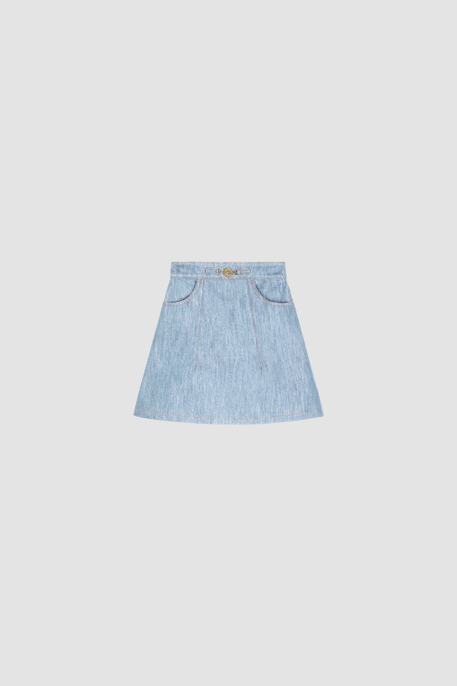 Patou SK042 mini jupe trapèze denim Riviera Sky Blue 34-44