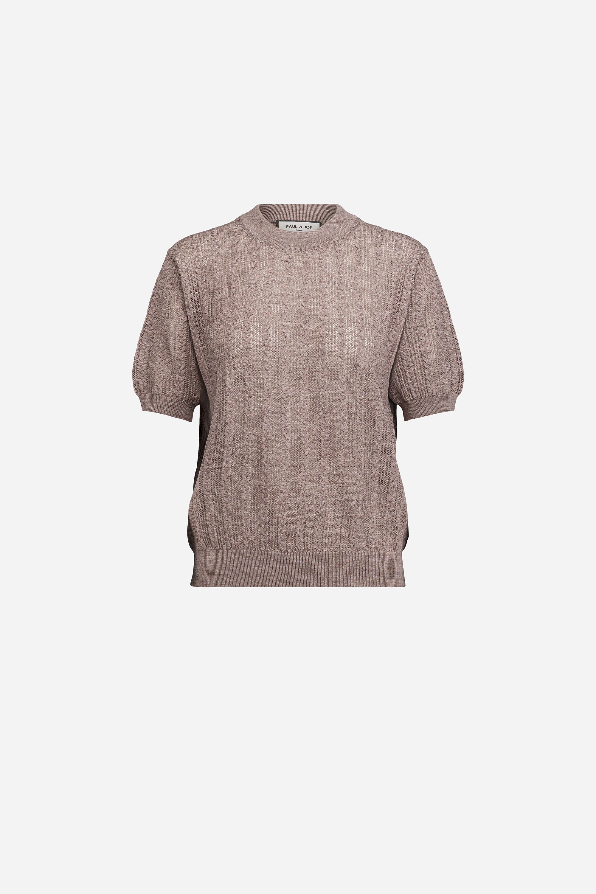 Paul & Joe Bosco pull laine mérinos taupe pointelle