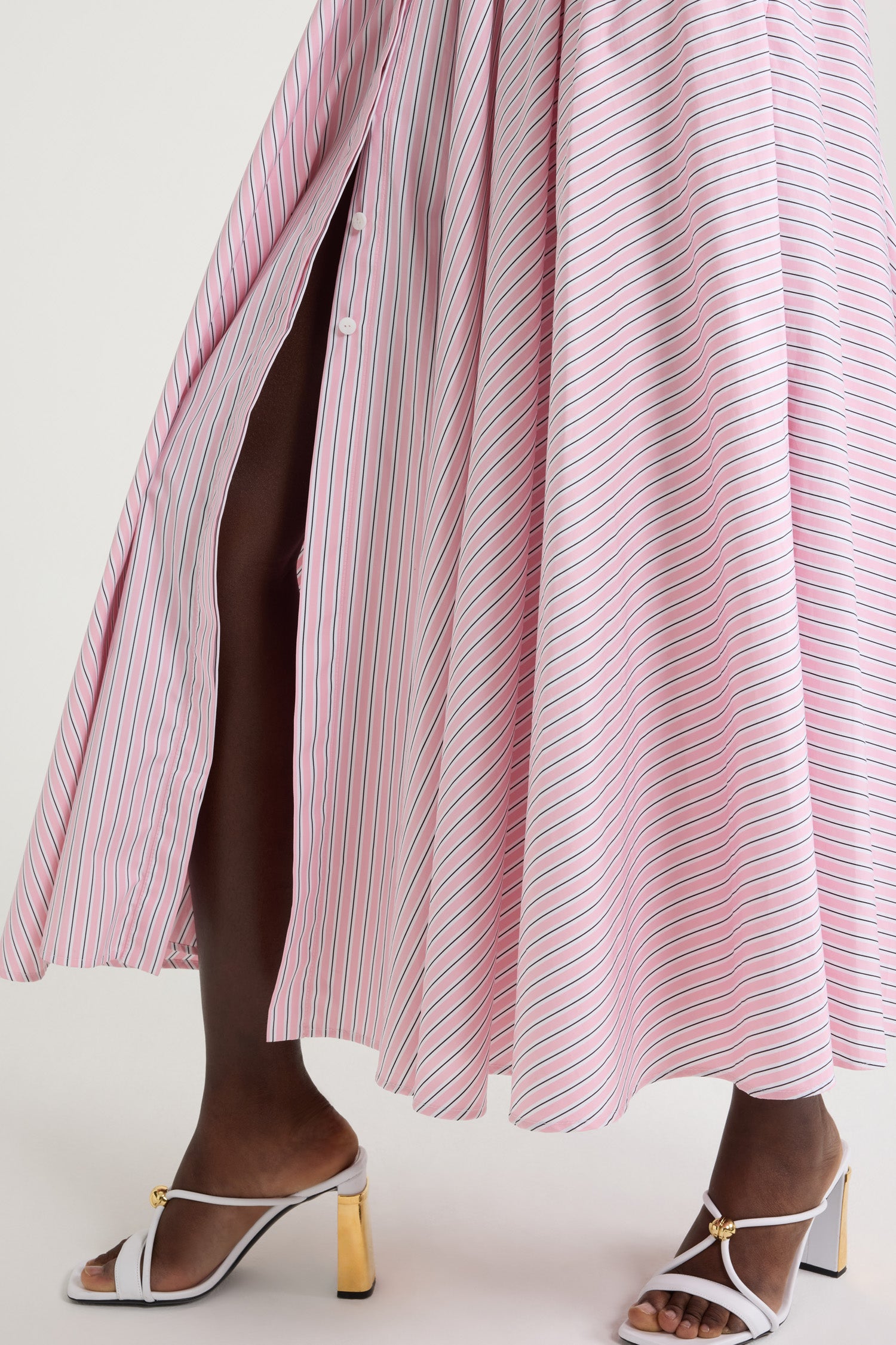 Patou P25DR187 robe maxi halter coton bio Primrose Pink Stripes