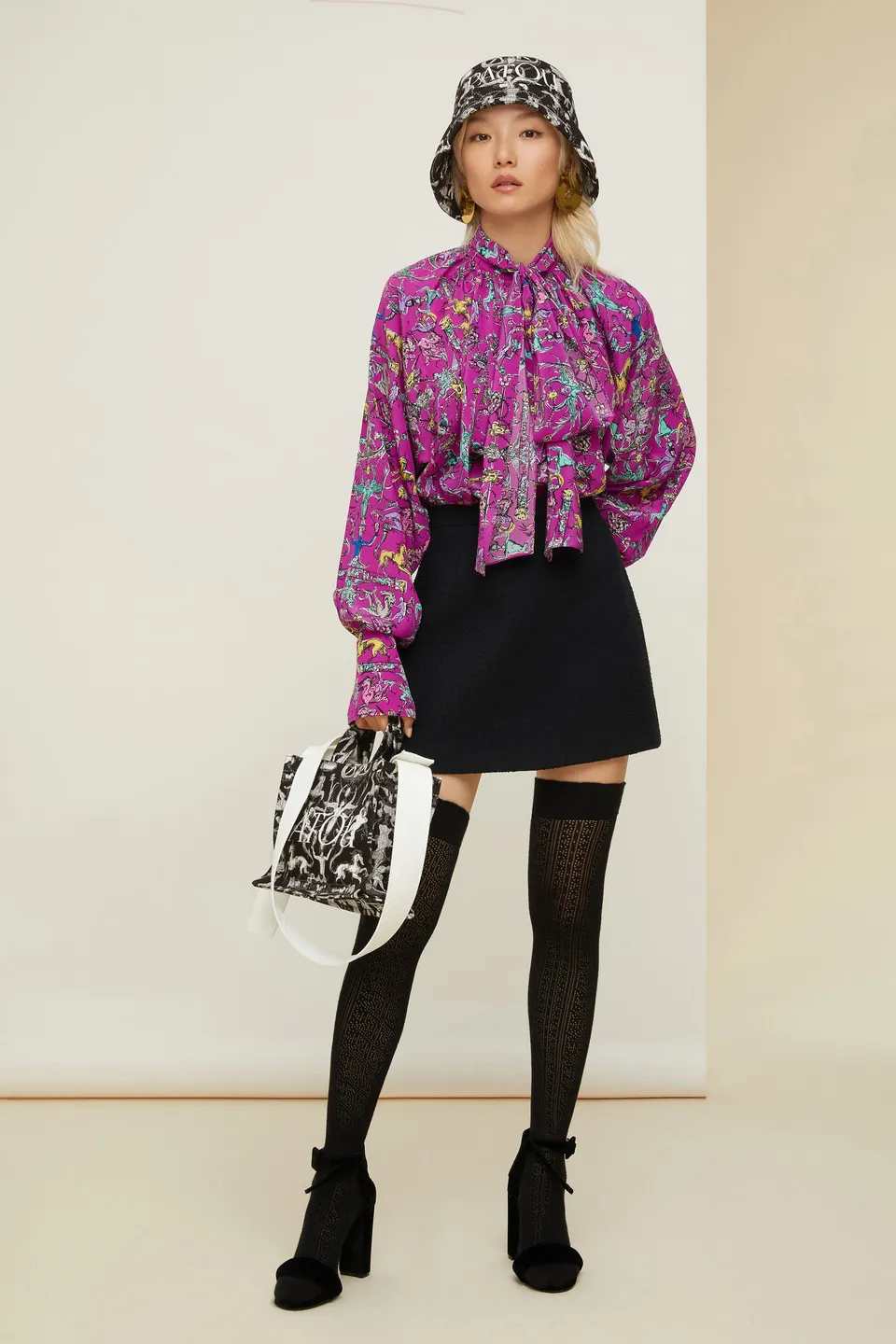 Patou blouse lavallière soie imprimé Berry Stories 38