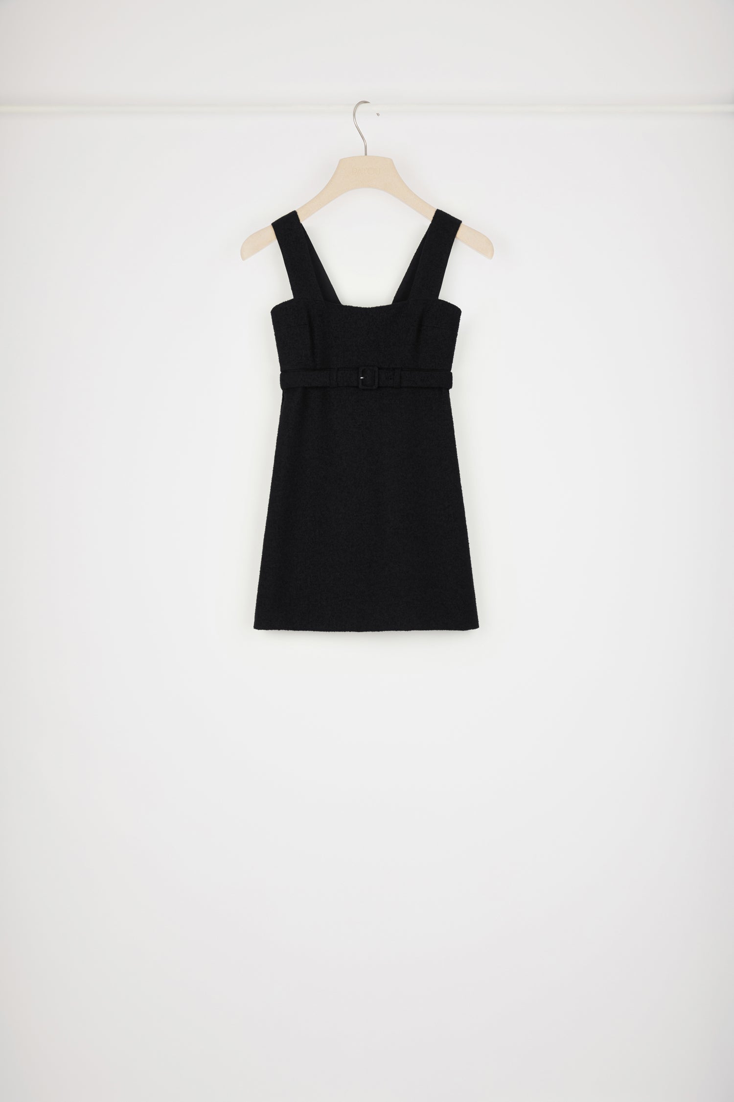 Patou DR105 robe tweed coton noire ceinture 34