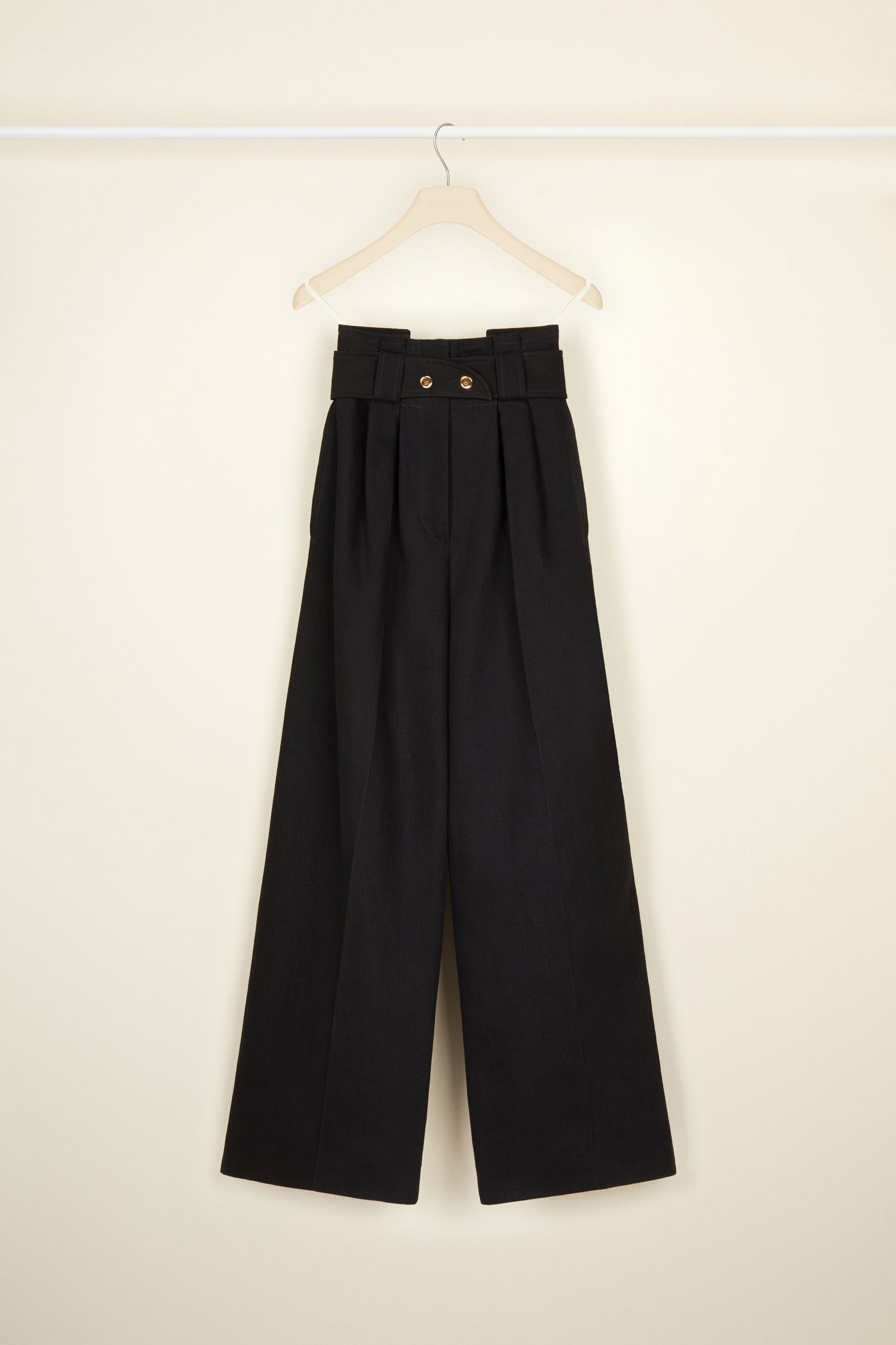 Patou Denim A21TR0150081999B pantalon large noir taille haute