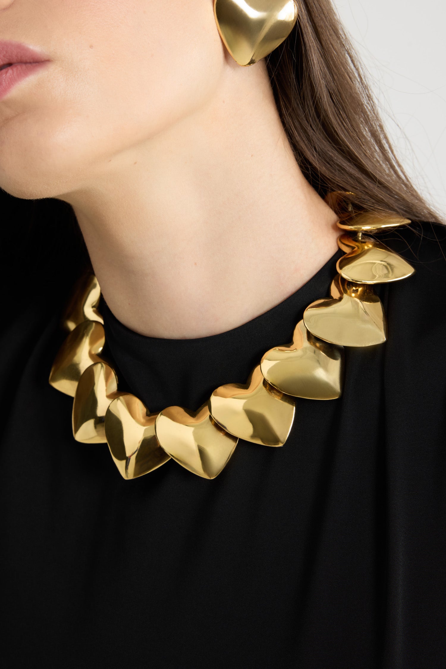 Patou JW146 collier doré coeurs laiton plaqué or TU