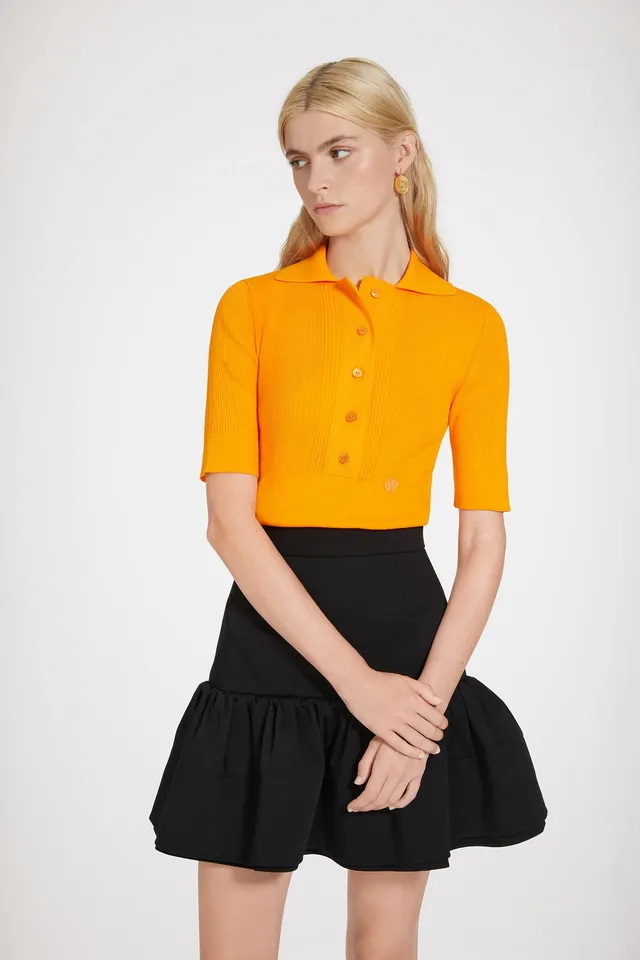 Patou KN160 P24KN1608051217O polo orange coton côtelé