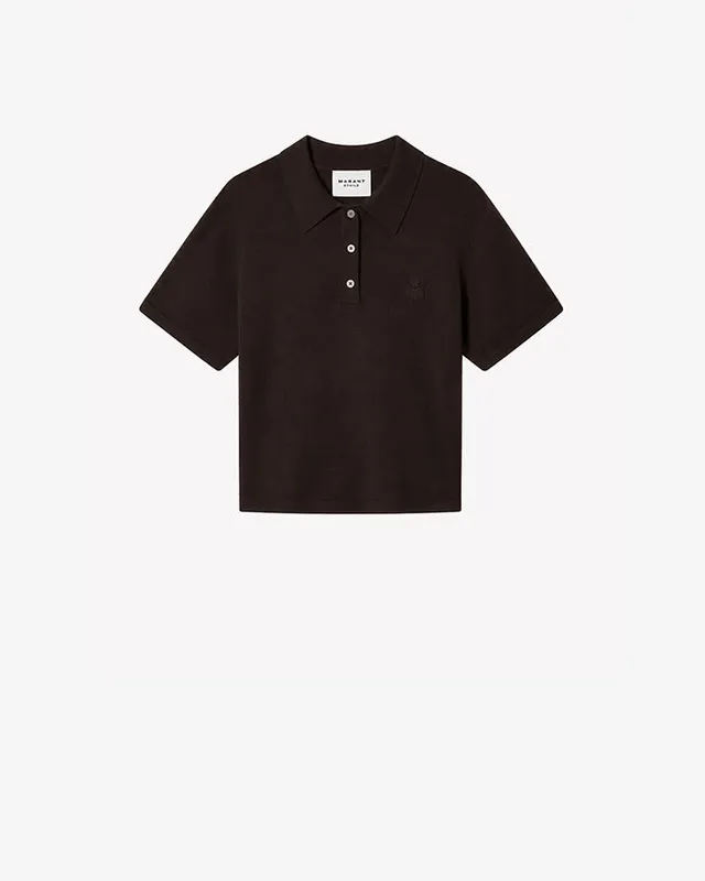 Isabel Marant Althea pull polo chocolat coton laine
