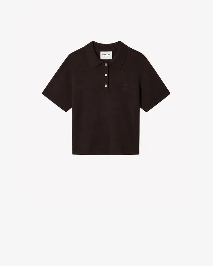 Isabel Marant Althea pull polo chocolat coton laine