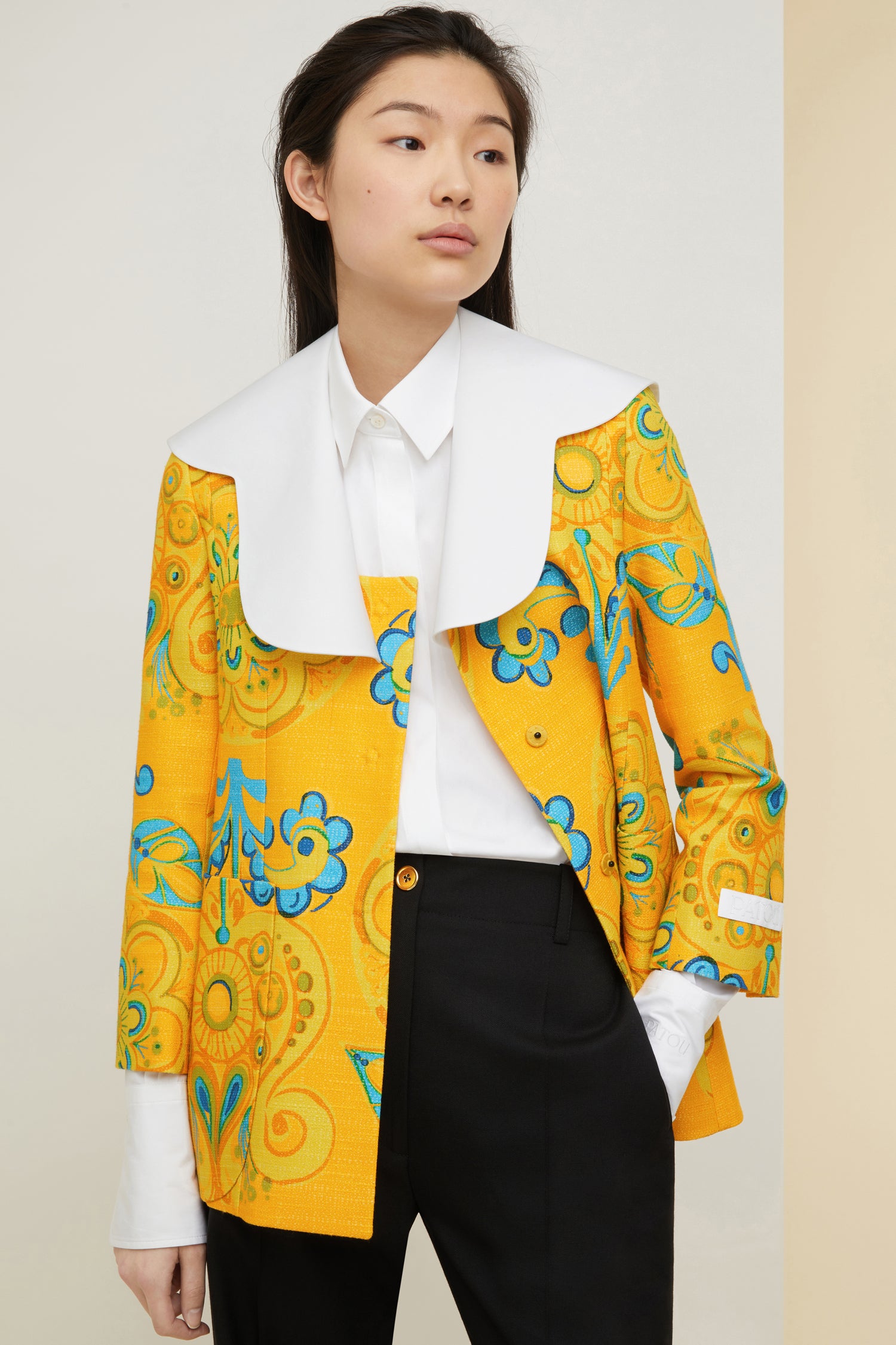 Patou JA019 Veste Tweed Honey Flower Col Amovible